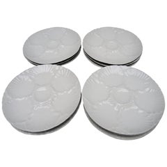 Vintage Set of Twelve White Oyster Plates