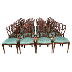 Vintage Set of Twenty Federal Revival Shield Back Dining Chairs 20th Century