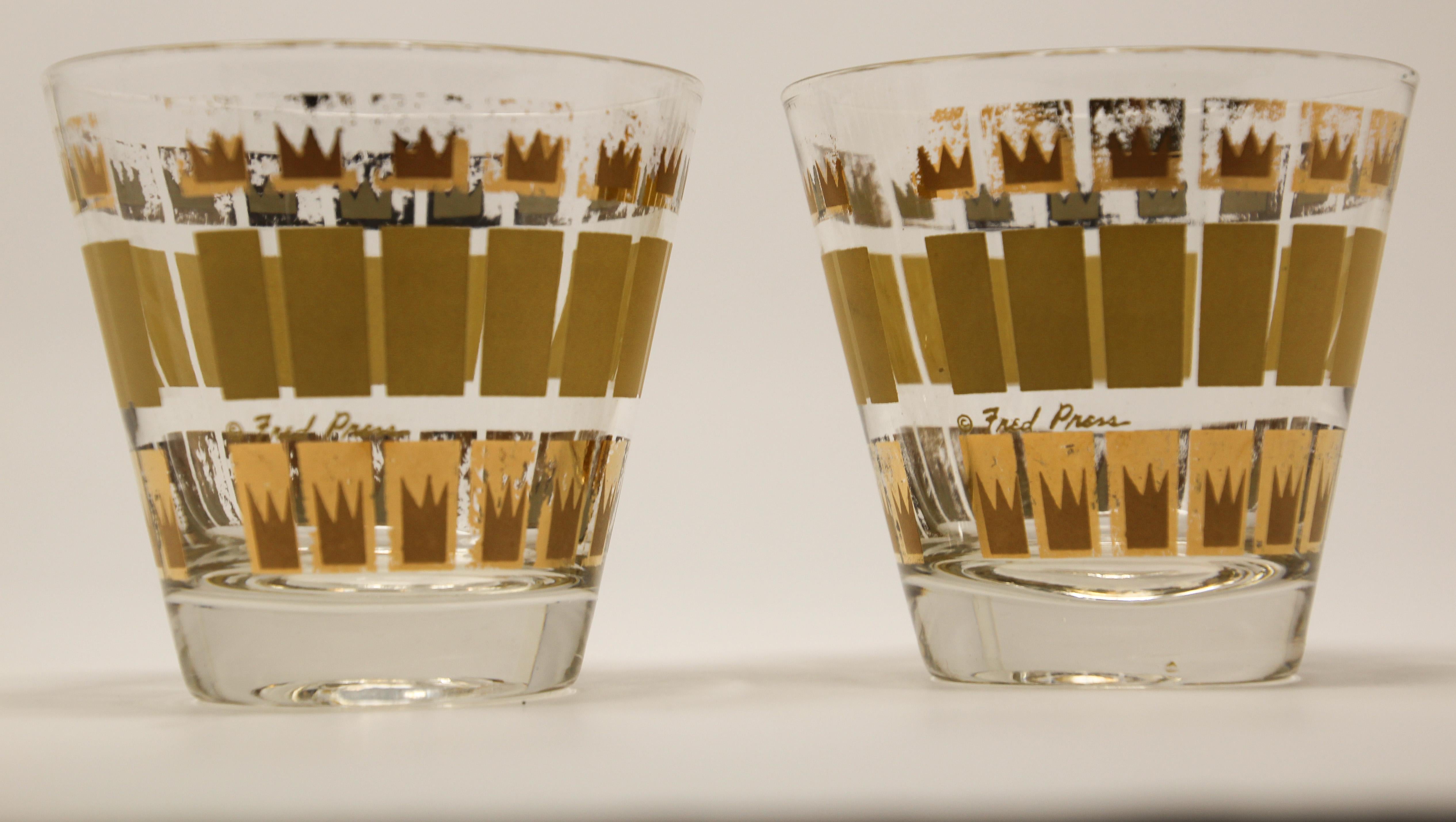 Vintage Set of Two Gold Glasses by Fred Press 5