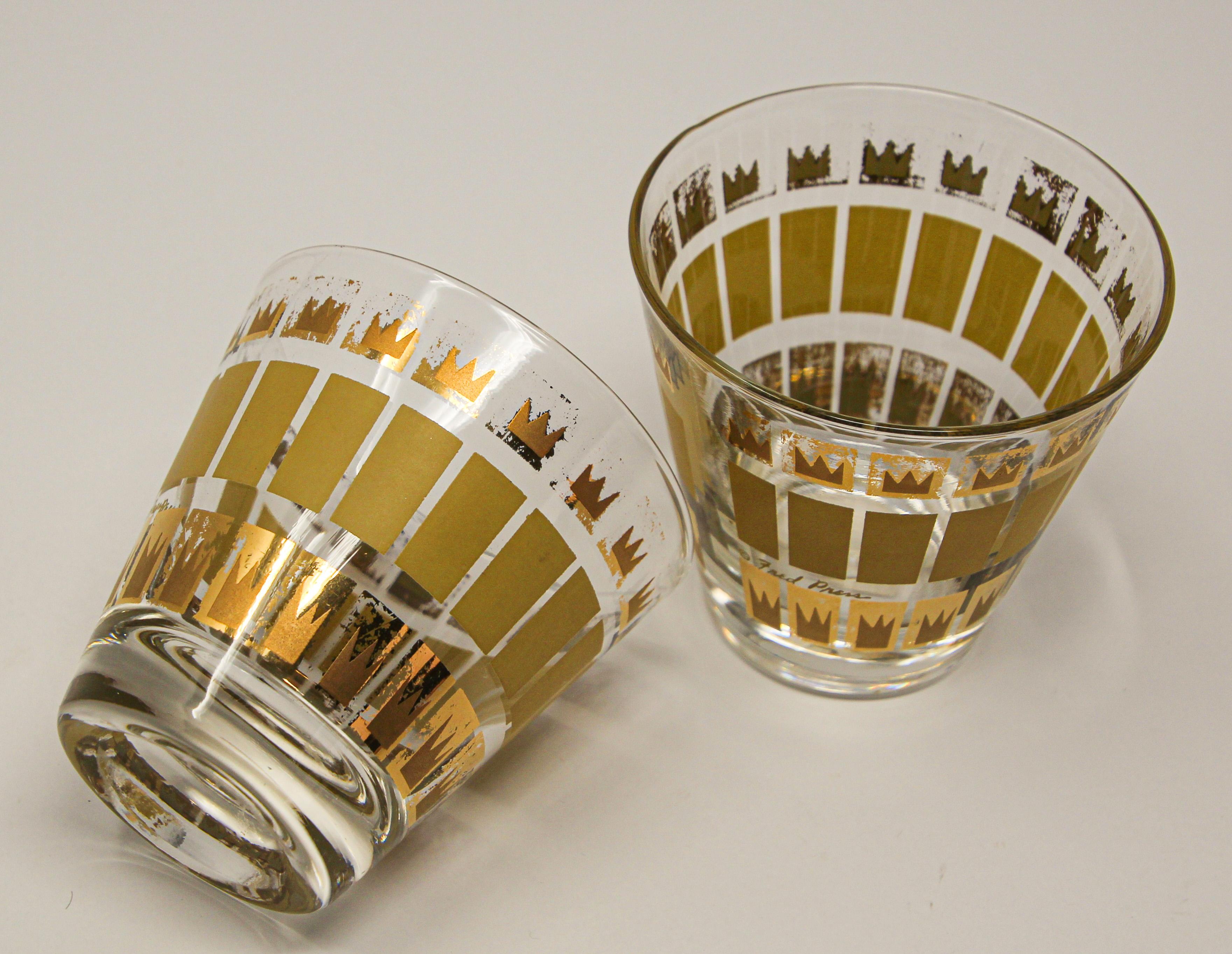 Vintage Set of Two Gold Glasses by Fred Press 6