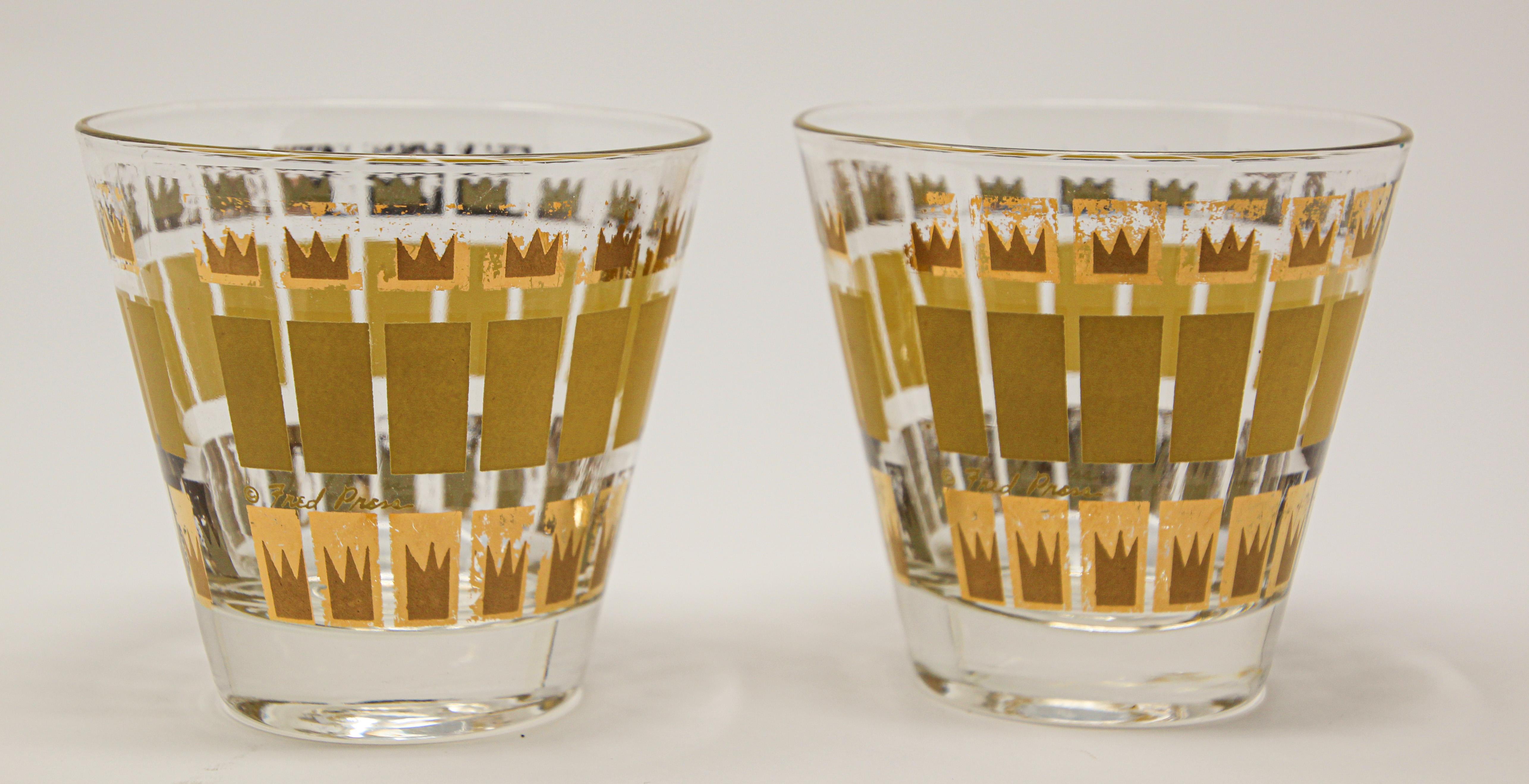 Vintage Set of Two Gold Glasses by Fred Press 2