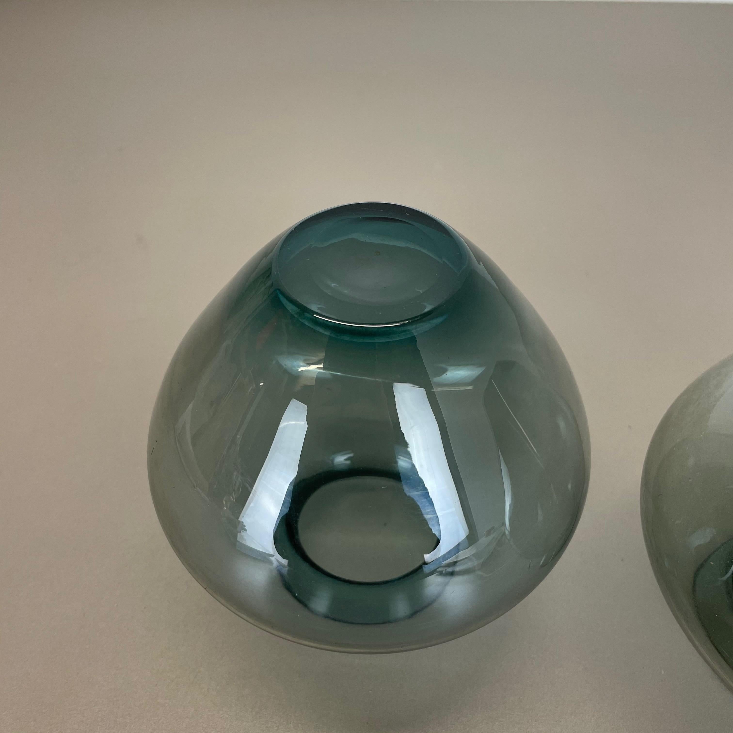 Vintage Set of Two Heart Vases Turmaline by Wilhelm Wagenfeld for WMF, 1960s For Sale 7