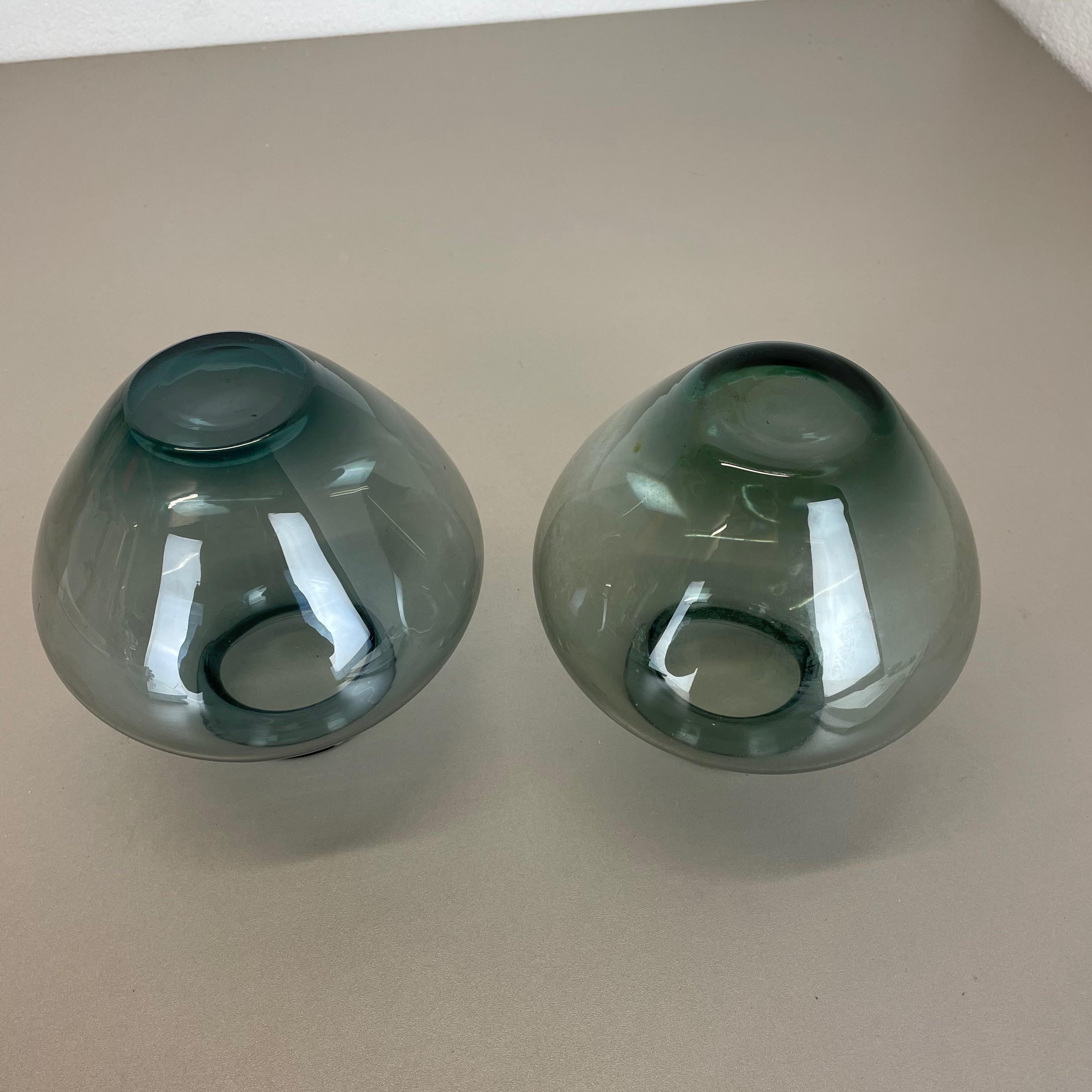 Vintage Set of Two Heart Vases Turmaline by Wilhelm Wagenfeld for WMF, 1960s For Sale 8