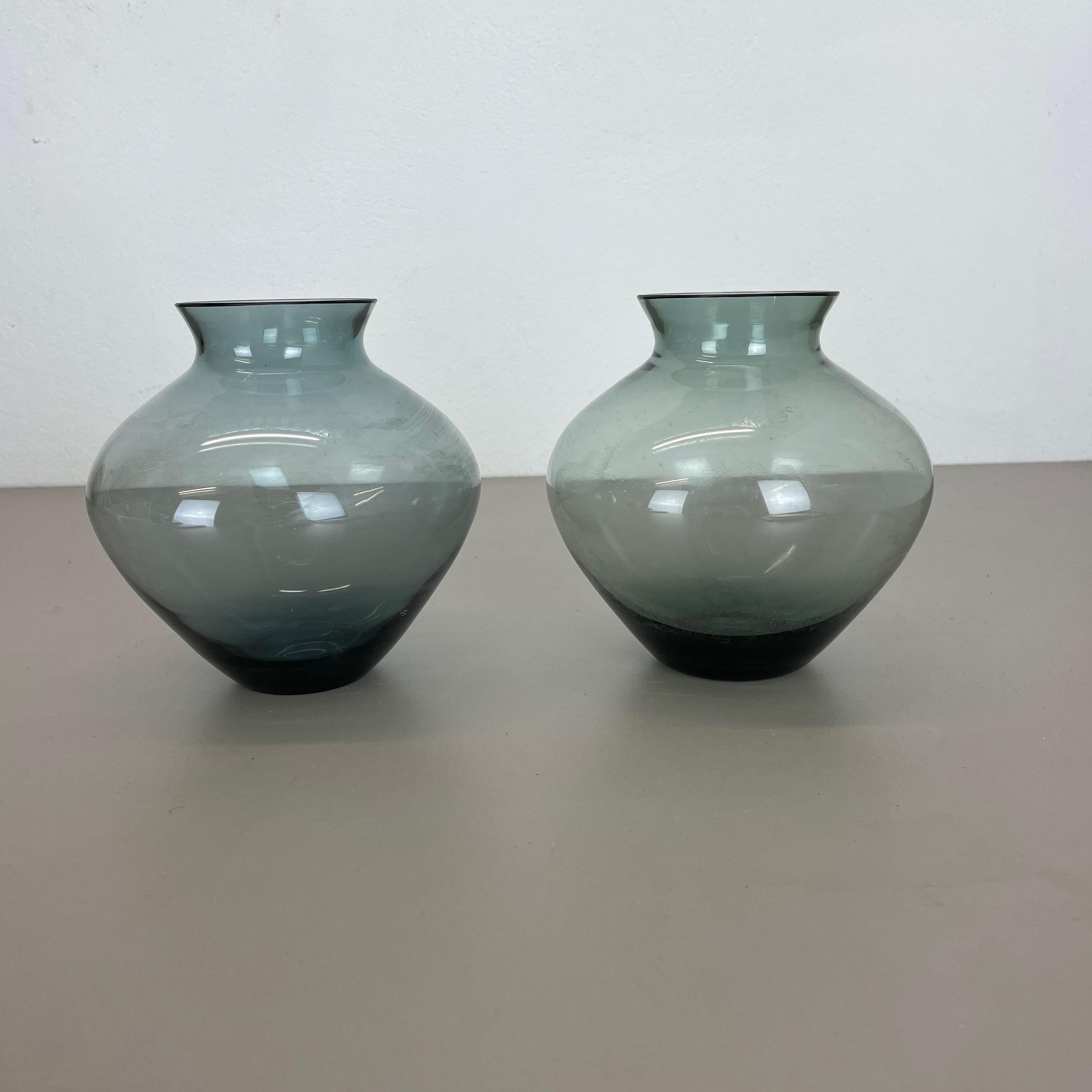 Mid-Century Modern Vintage Set of Two Heart Vases Turmaline by Wilhelm Wagenfeld for WMF, 1960s For Sale