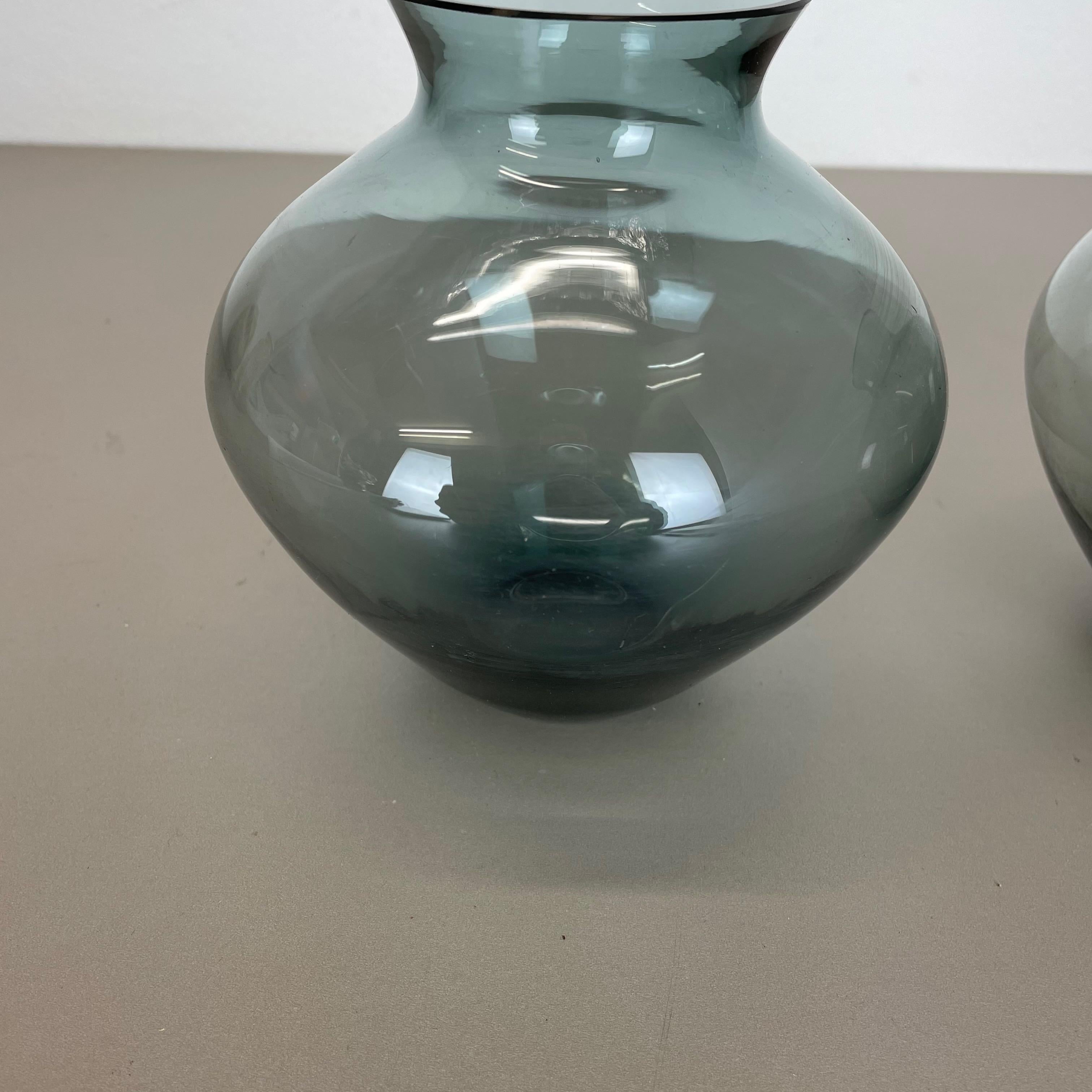 Verre Ensemble vintage de deux vases en forme de cœur en turmaline de Wilhelm Wagenfeld pour WMF, années 1960 en vente