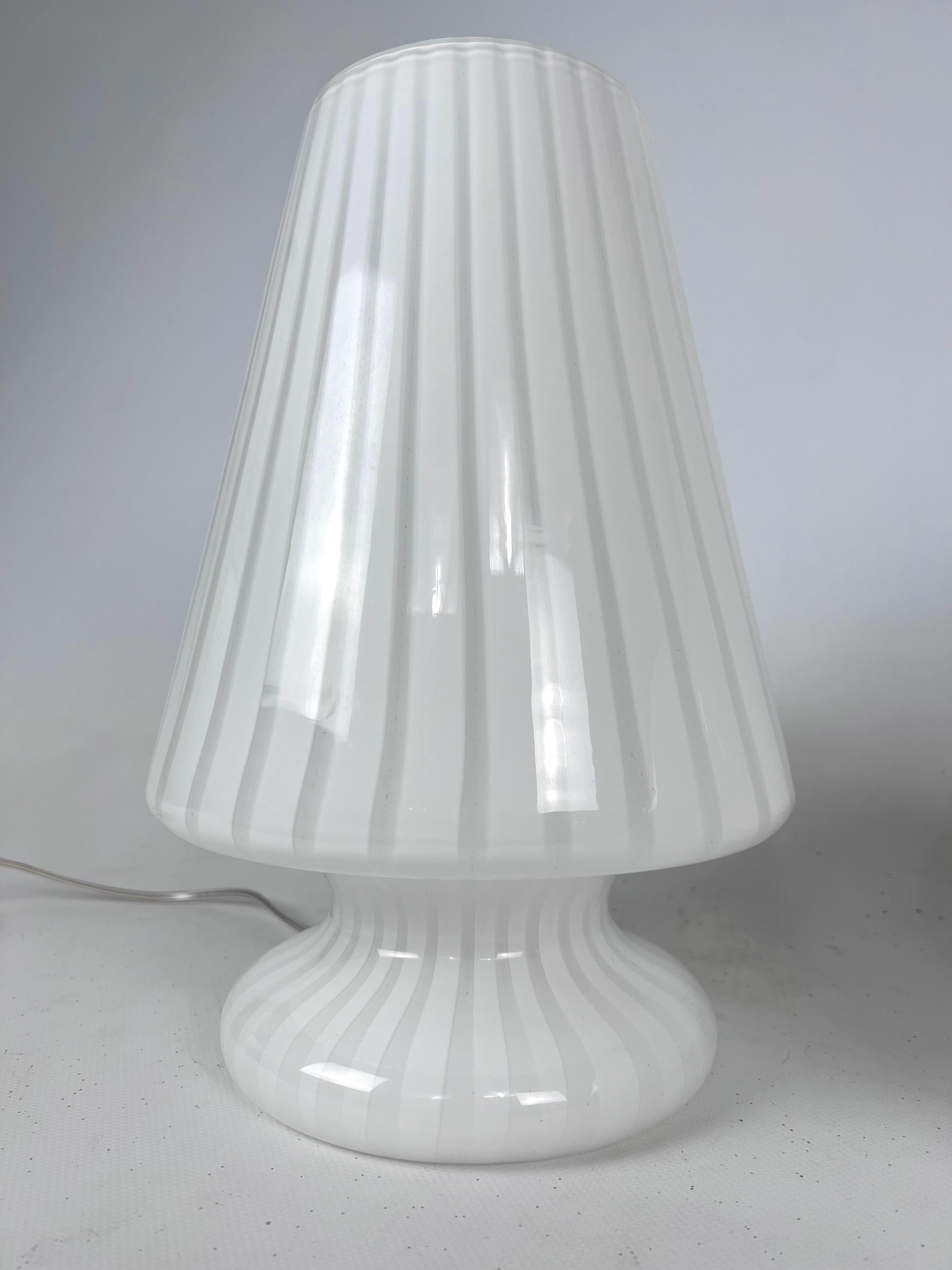 Vintage Set of Two Postmodern Murano Glass Table Lamps from 70s For Sale 5
