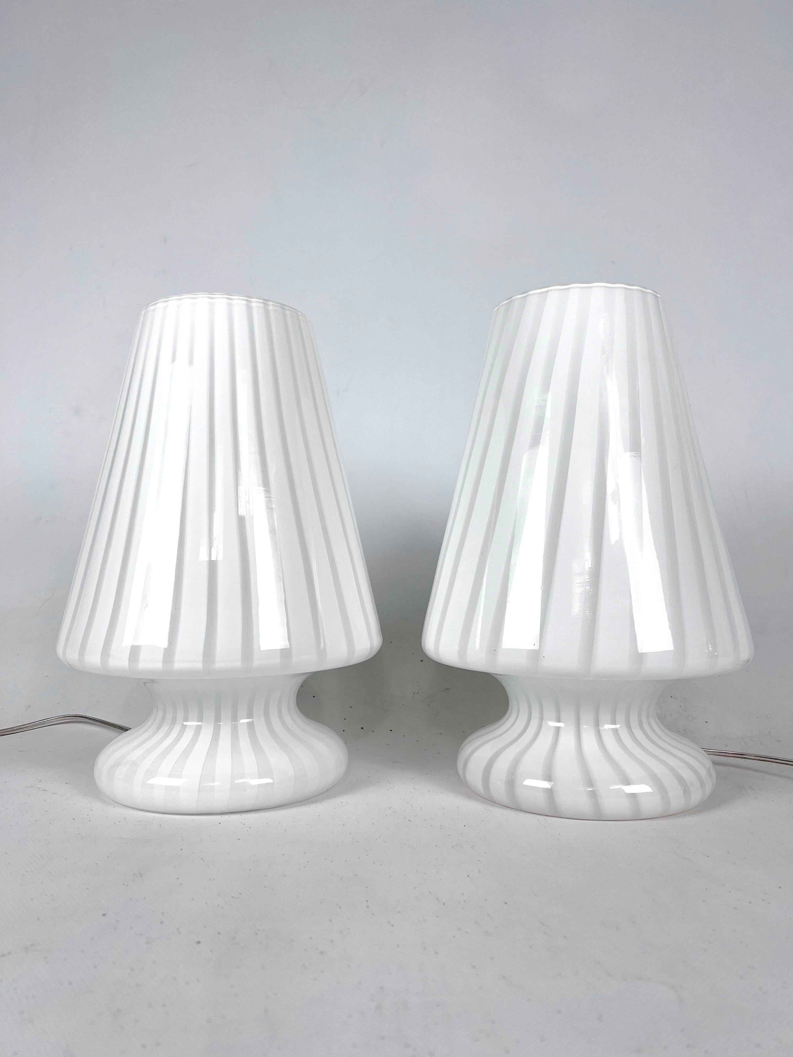 Post-Modern Vintage Set of Two Postmodern Murano Glass Table Lamps from 70s For Sale