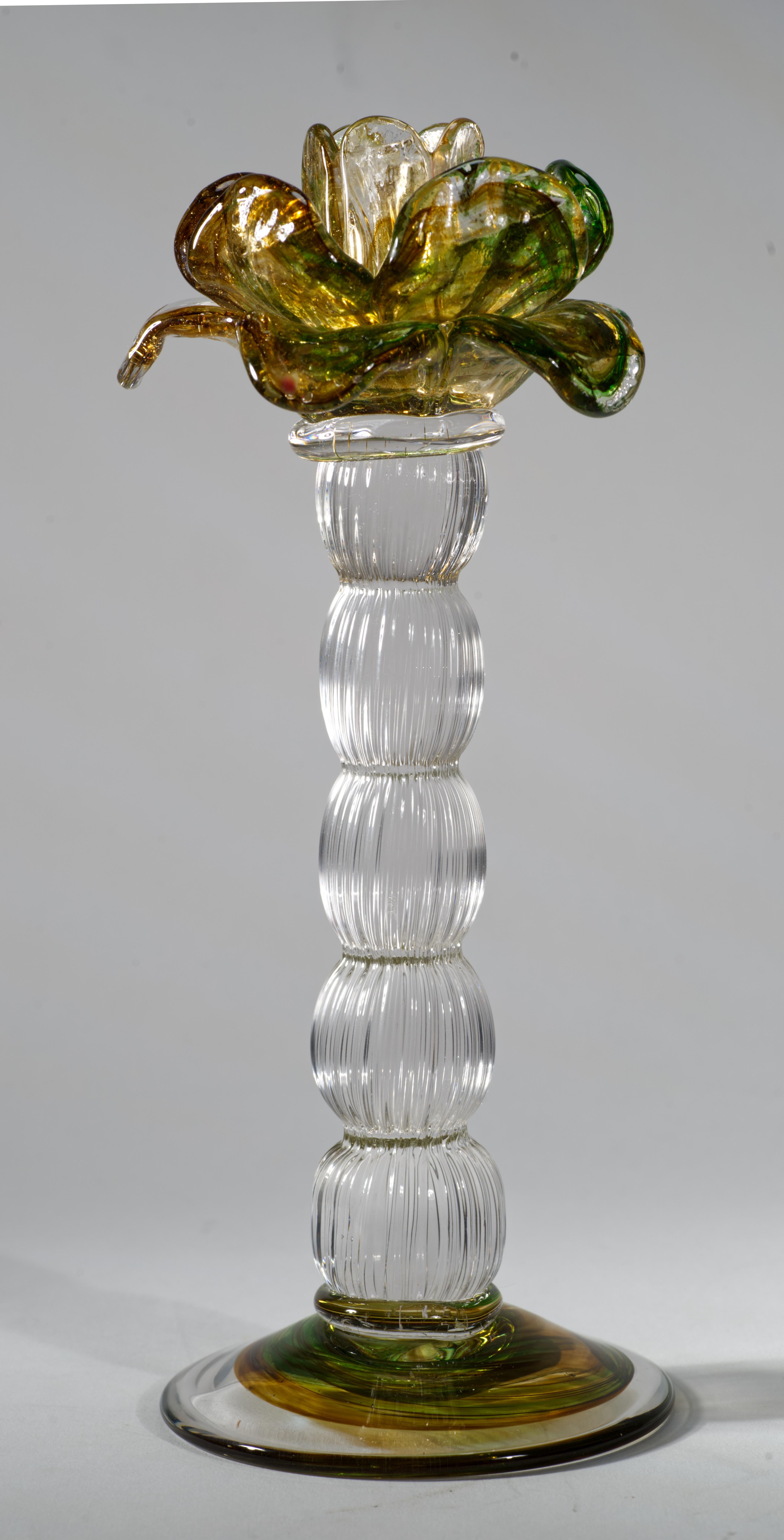 Fatto a mano Set di candelabri in vetro di Murano e Venezia nello stile di Salviati in vendita