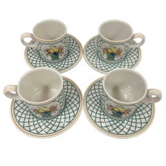 Vintage set of Villeroy and Boch Basket Coffee cups and matching saucers