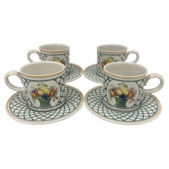 Vintage set of Villeroy and Boch Basket Coffee cups and matching saucers