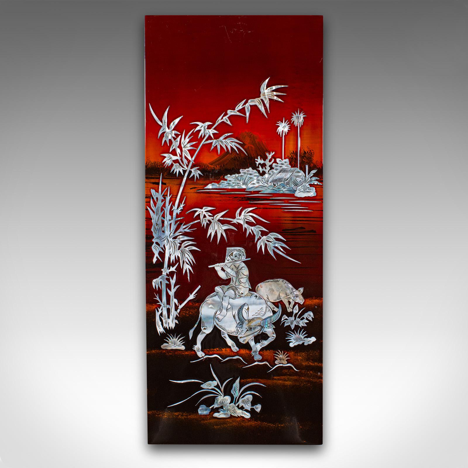 Conjunto Vintage De Paneles De Pared, Chino, Laca, Nácar, Pantalla Oriental en venta 1