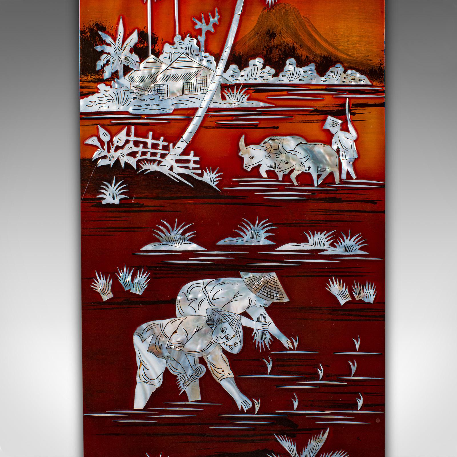 Conjunto Vintage De Paneles De Pared, Chino, Laca, Nácar, Pantalla Oriental en venta 2