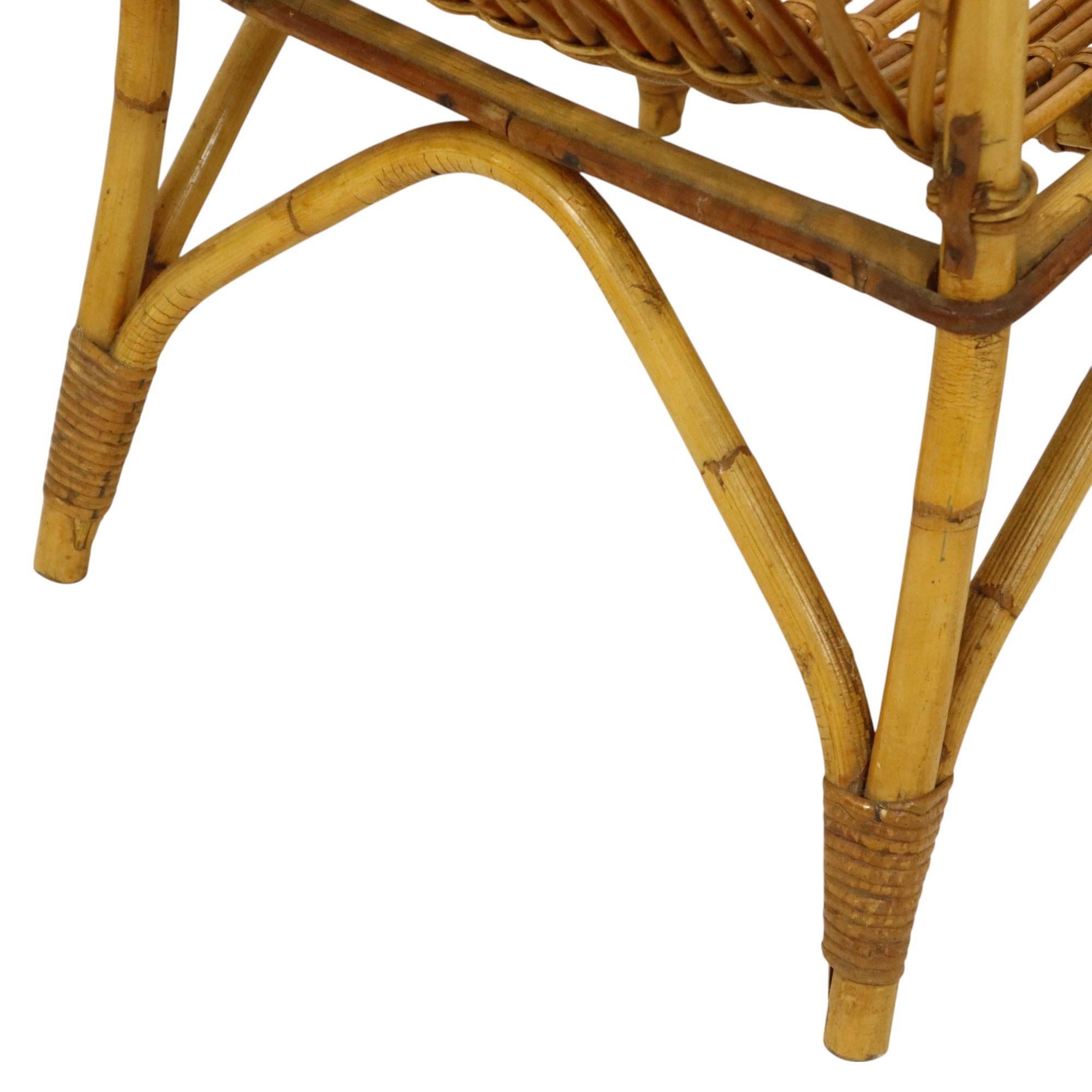 Vintage Set Rattan Chairs Armchairs Table Boho Design Sixties For Sale 13