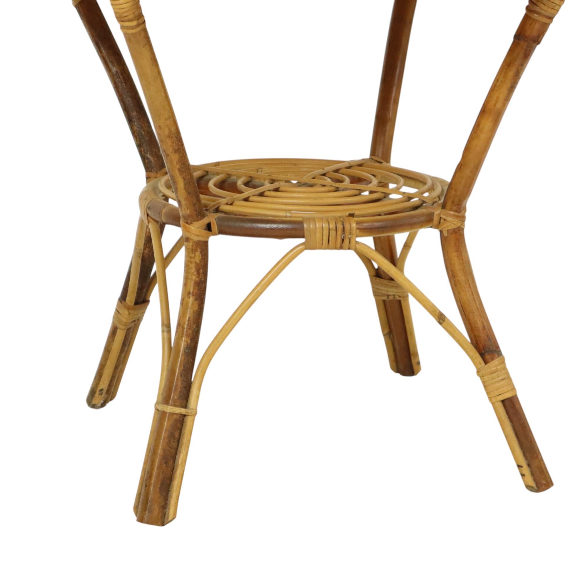 20th Century Vintage Set Rattan Chairs Armchairs Table Boho Design Sixties For Sale