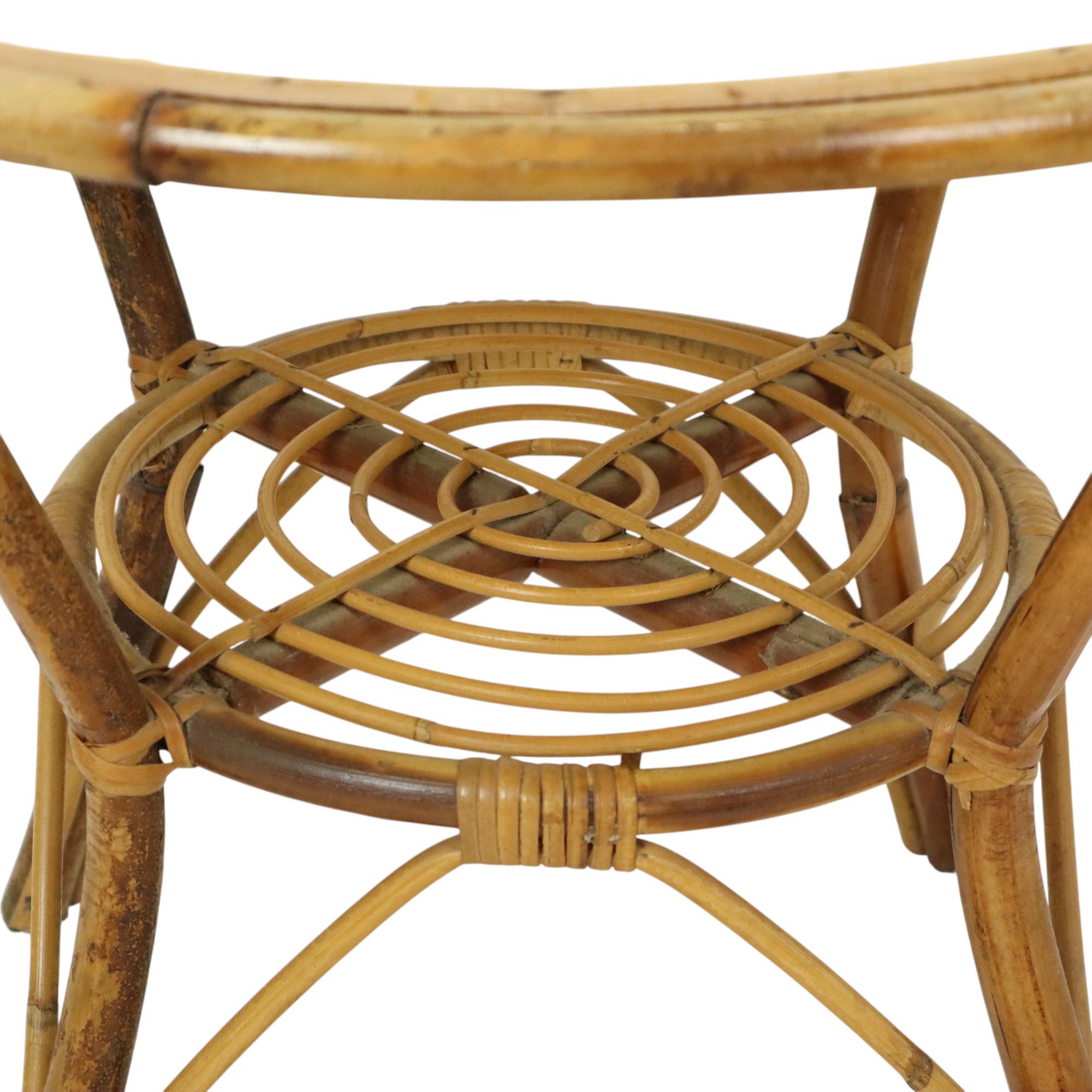 Vintage Set Rattan Chairs Armchairs Table Boho Design Sixties For Sale 1