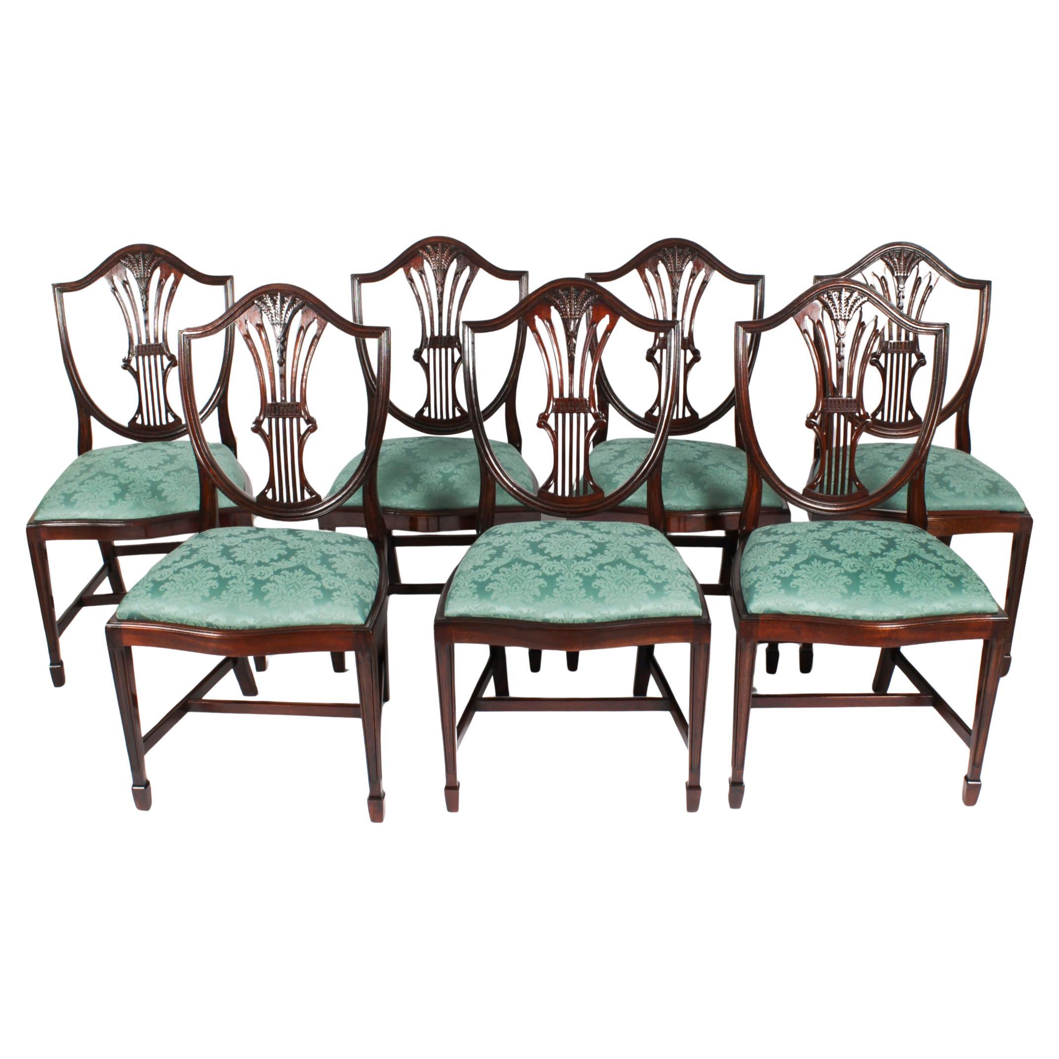 Set vintage di sette sedie da pranzo Wheatsheaf Shieldback del XX secolo