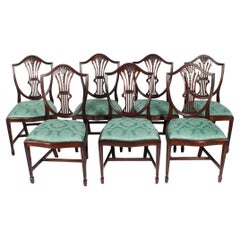 Conjunto Vintage Siete Sillas de Comedor Wheatsheaf Shieldback Siglo XX