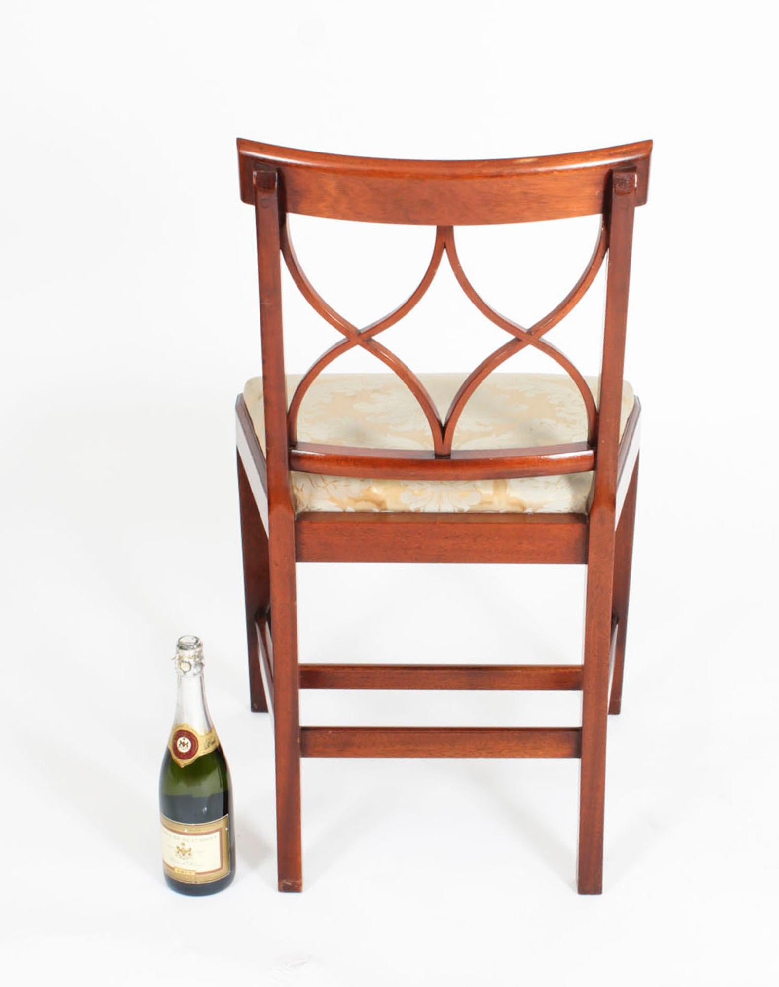 Vintage Set Six Regency Revival Mahogany Inlaid Dining Chairs 20th Century 6