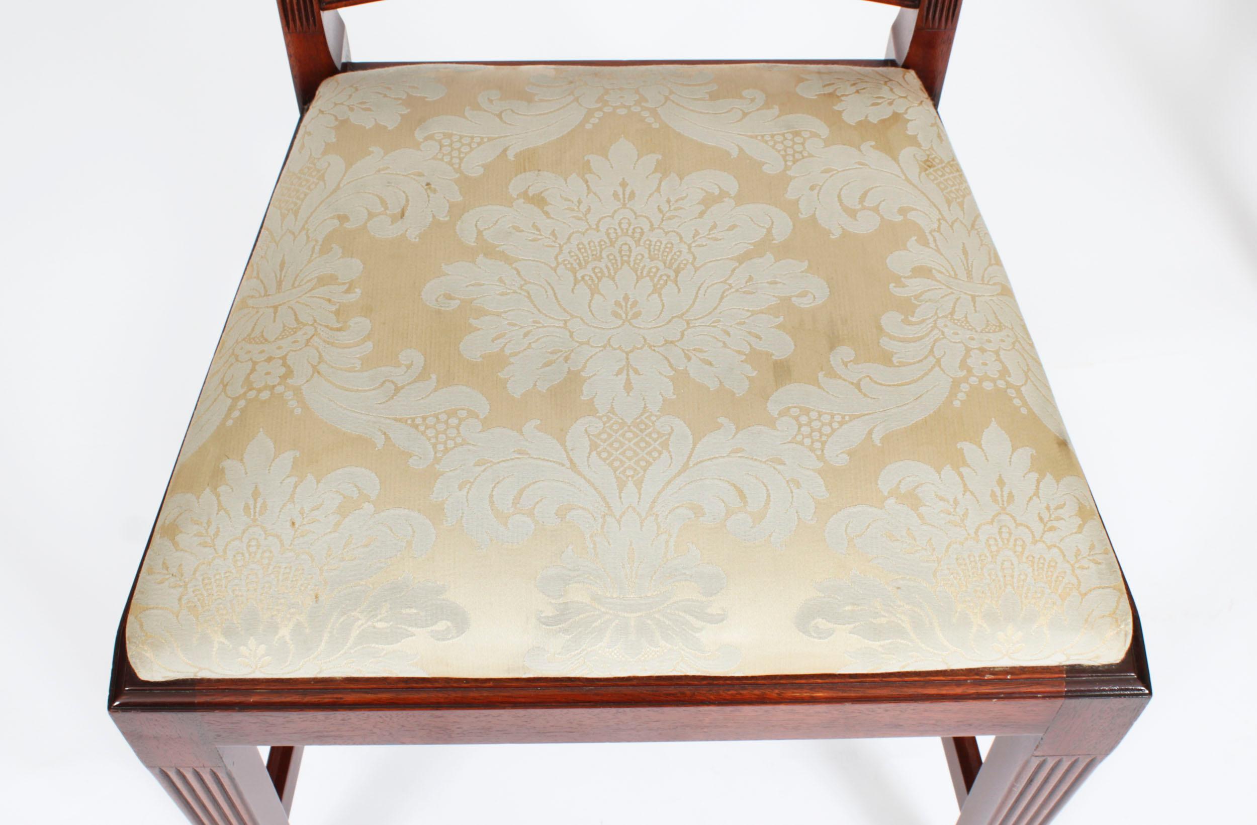 Vintage Set Six Regency Revival Mahogany Inlaid Dining Chairs 20th Century In Good Condition In London, GB