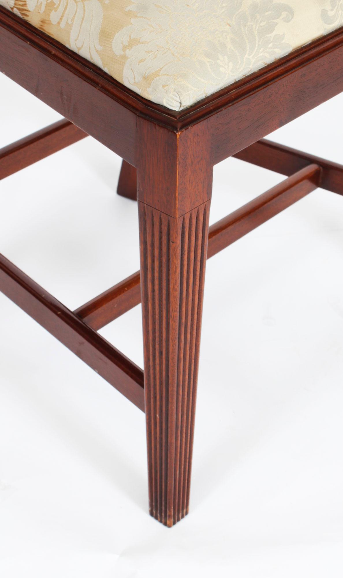 Vintage Set Six Regency Revival Mahogany Inlaid Dining Chairs 20th Century 3