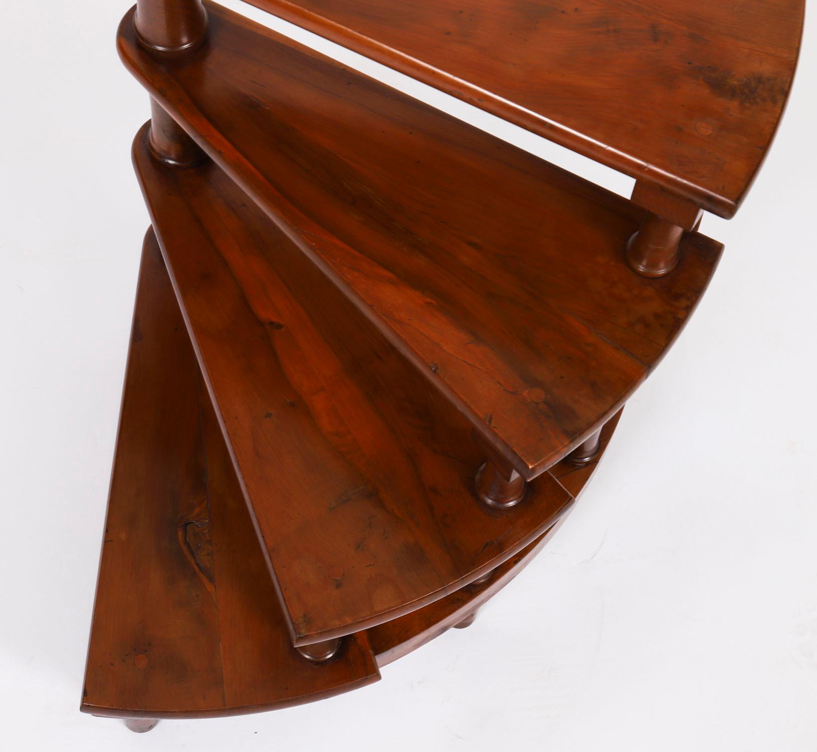 Bronze Vintage Set Spiral Mahogany Library Steps 20th Century en vente