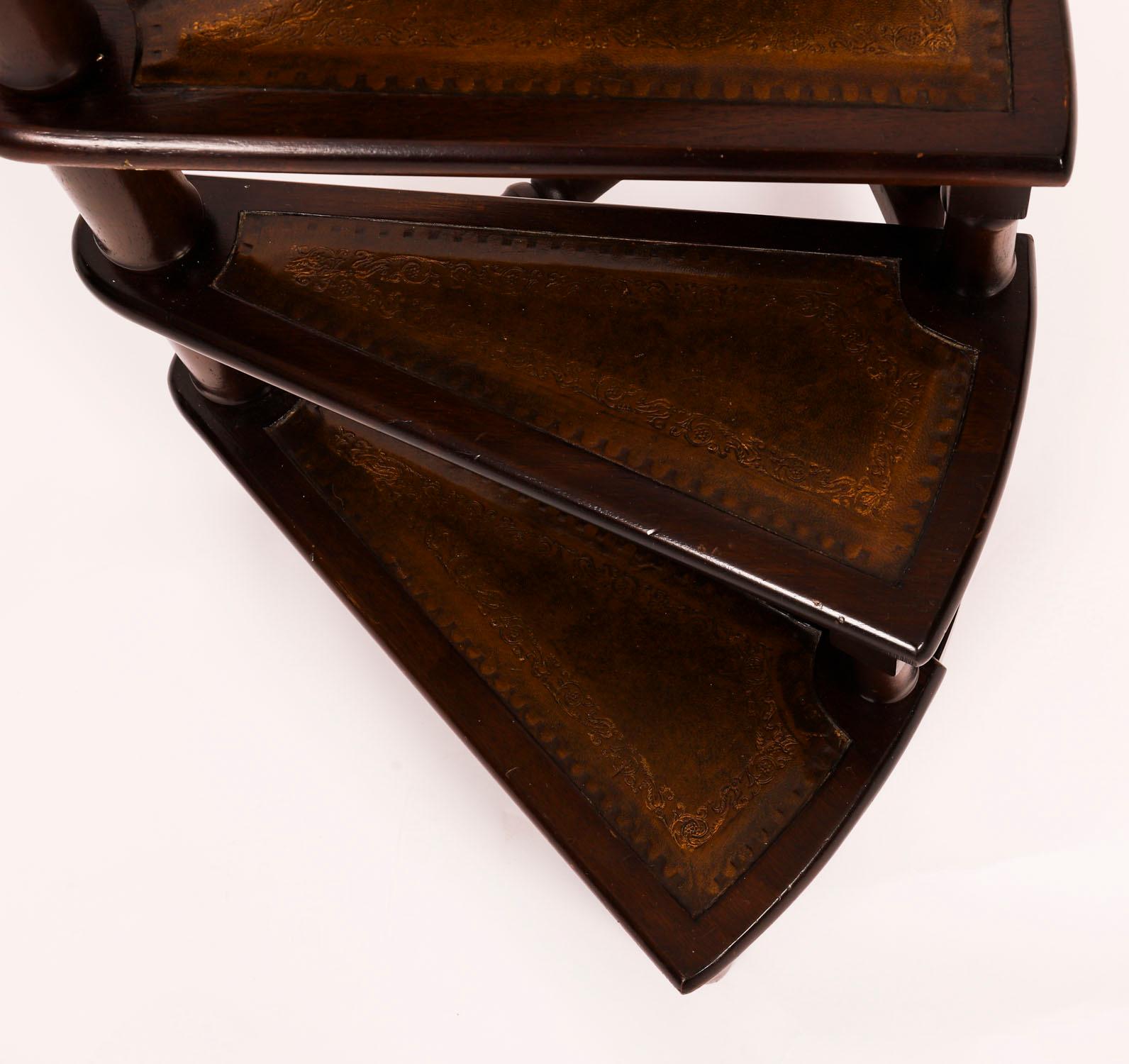 Vintage Set Spiral Mahogany Library Steps 20th Century For Sale 2