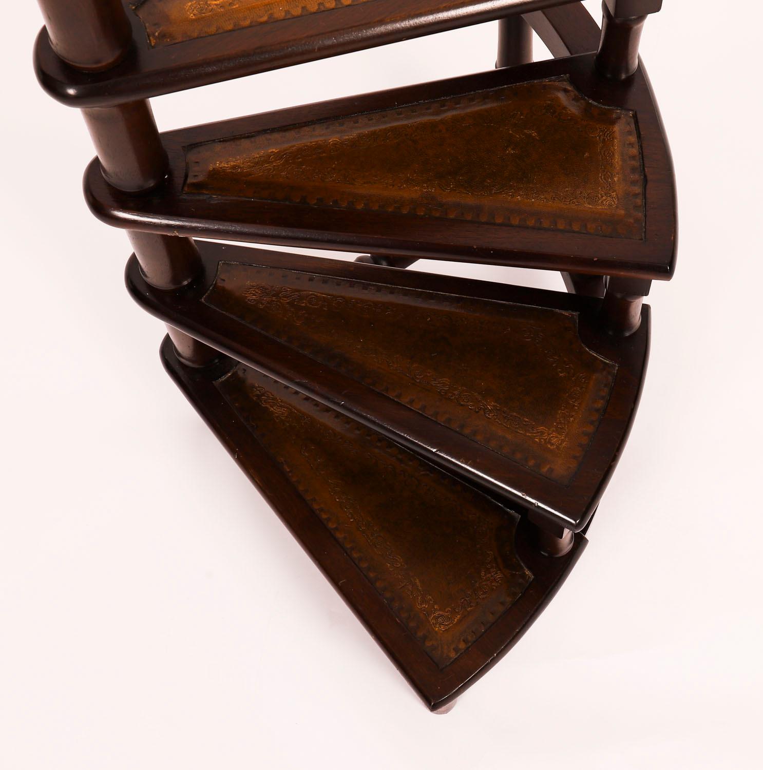 Vintage Set Spiral Mahogany Library Steps 20th Century For Sale 3