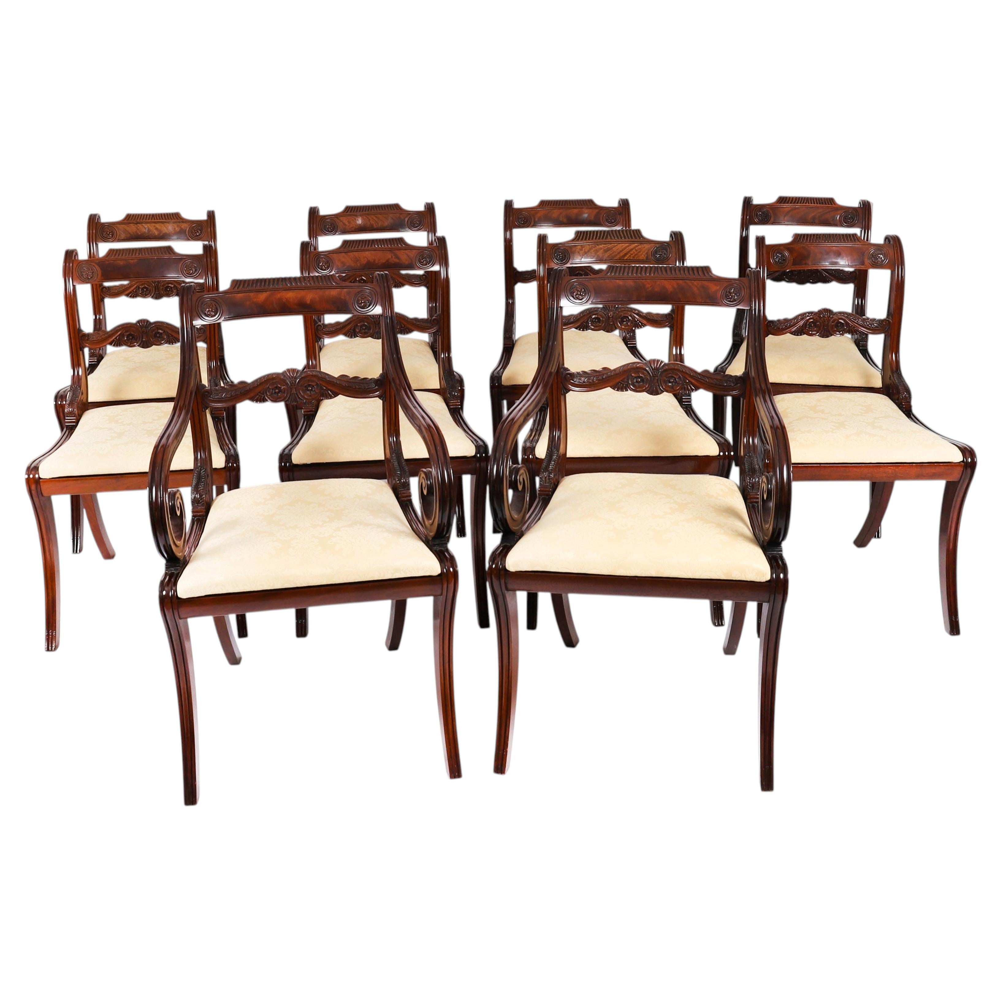 Vintage Set Ten Bar Back Dining Chairs by William Tillman 20th Century For Sale