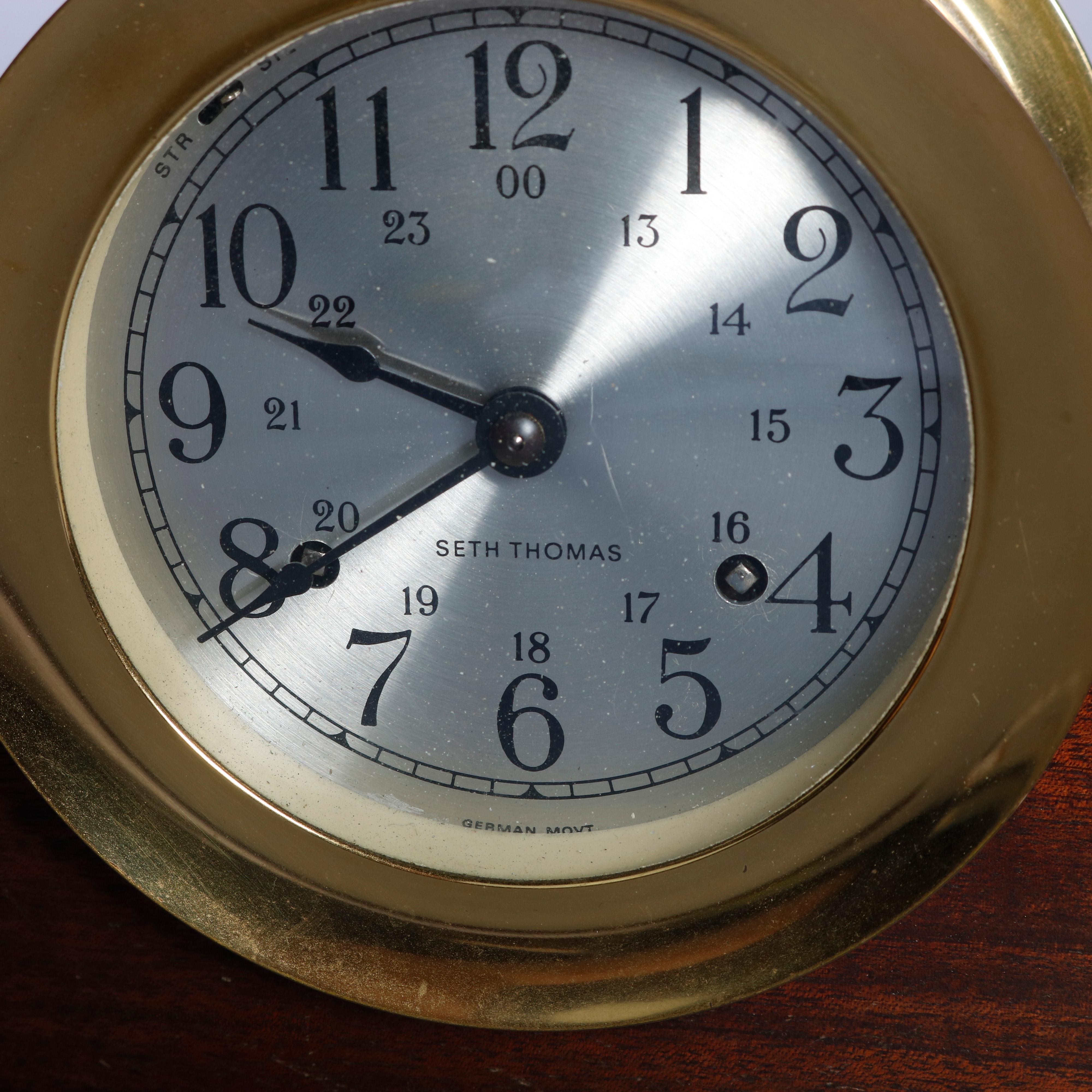 Vintage Seth Thomas Corsair E537-012 Maritime Ships Bell Clock and Barometer Set 1
