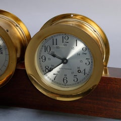 Vintage Seth Thomas Corsair E537-012 Maritime Ships Bell Clock and Barometer Set