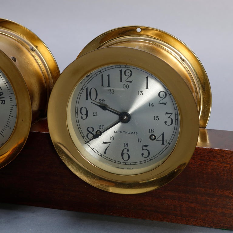 Vintage Seth Thomas Corsair E537012 Maritime Ships Bell Clock and Barometer Set at 1stDibs