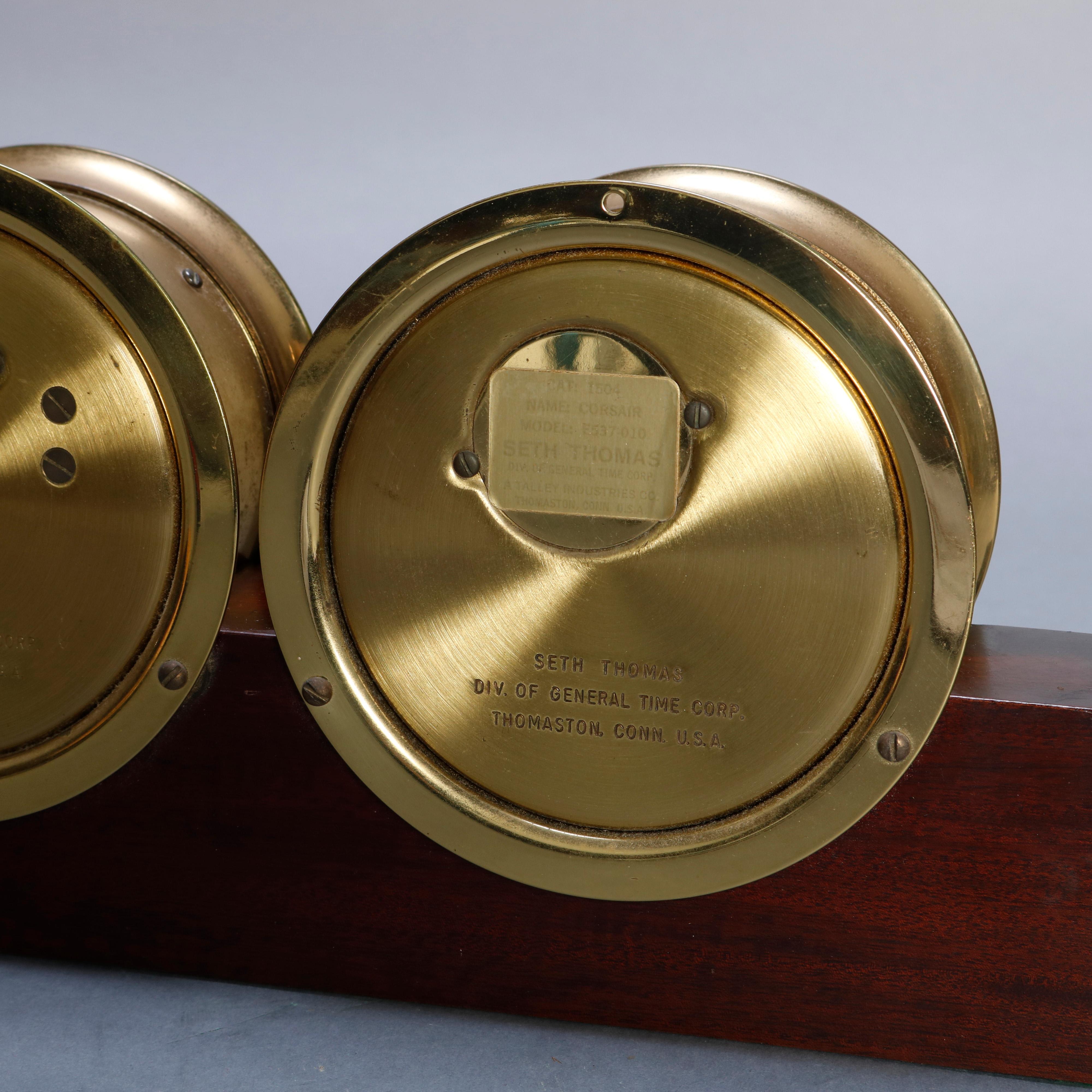 American Vintage Seth Thomas Corsair E537-012 Maritime Ships Bell Clock and Barometer Set