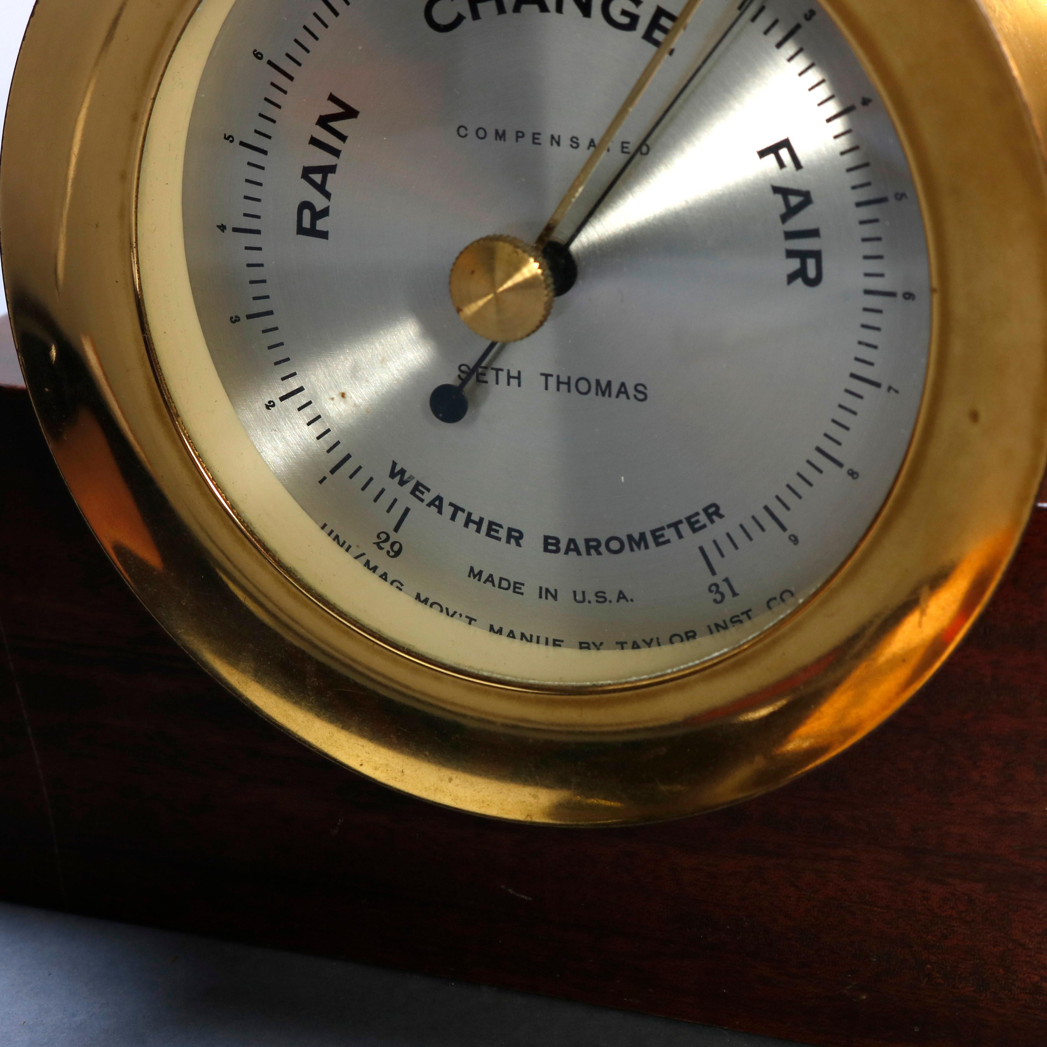 Brass Vintage Seth Thomas Corsair E537-012 Maritime Ships Bell Clock and Barometer Set