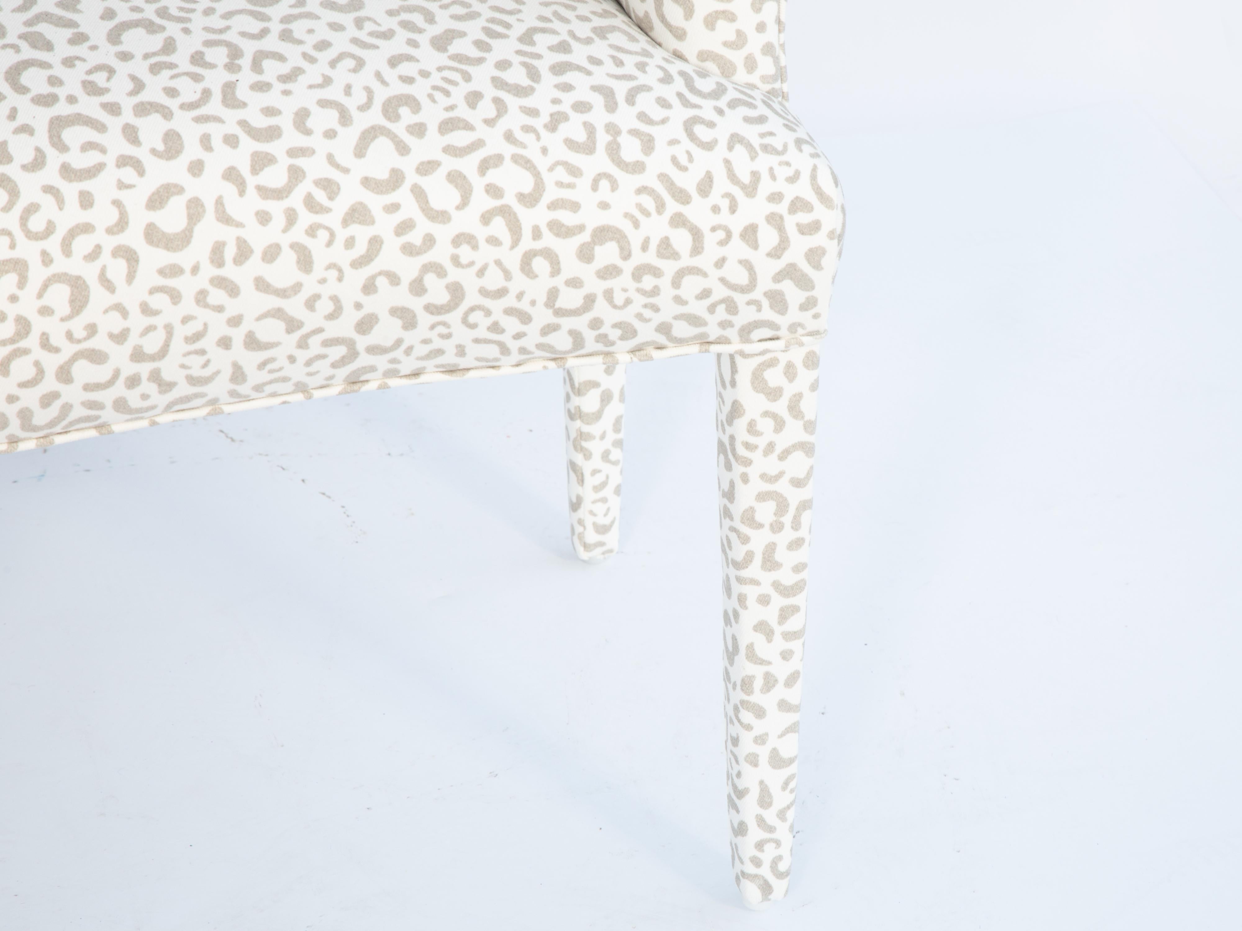 20th Century Vintage Settee Upholstered in Leopard-Print Denim with Two Matching Pillows