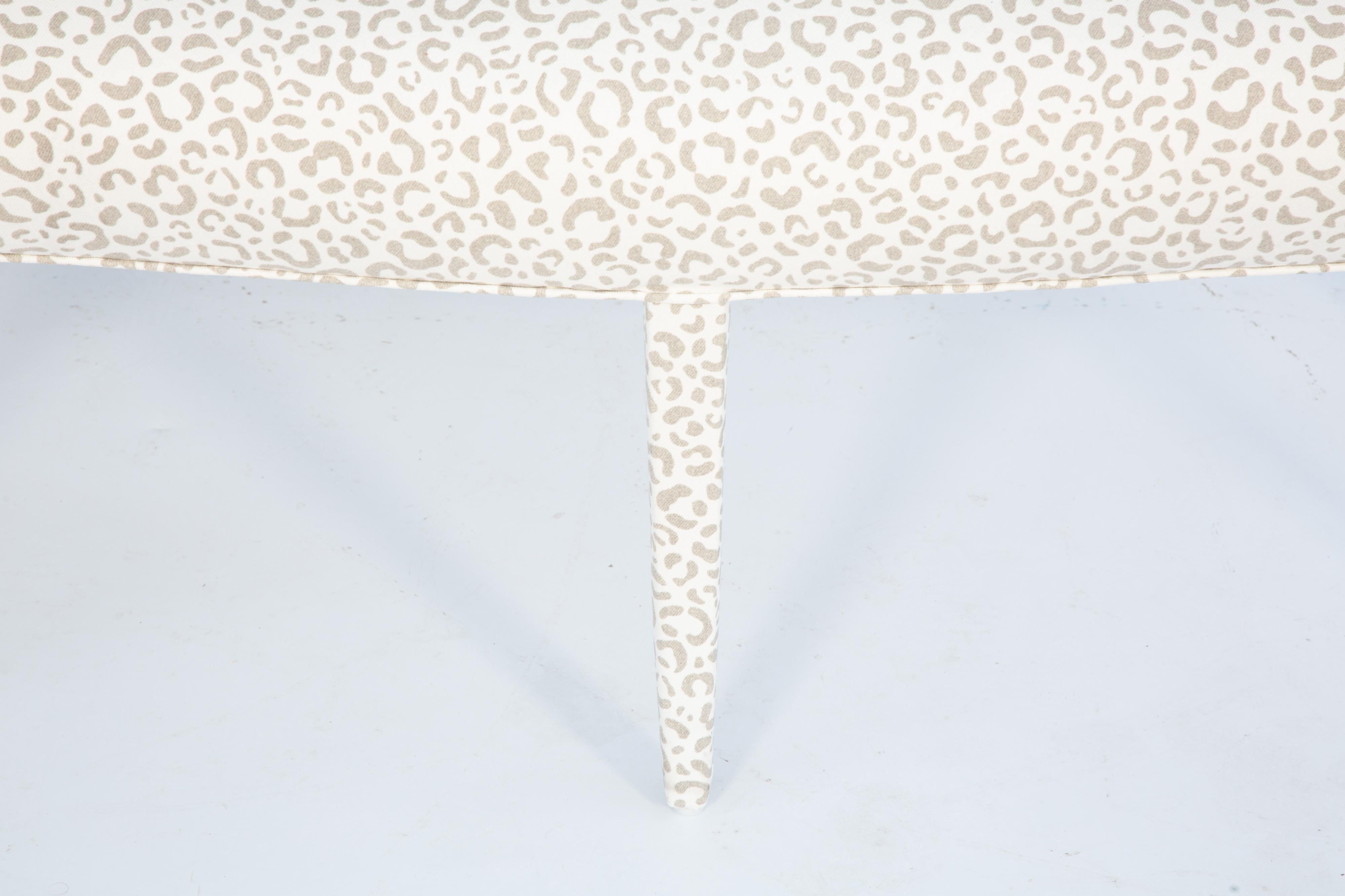Vintage Settee Upholstered in Leopard-Print Denim with Two Matching Pillows 1