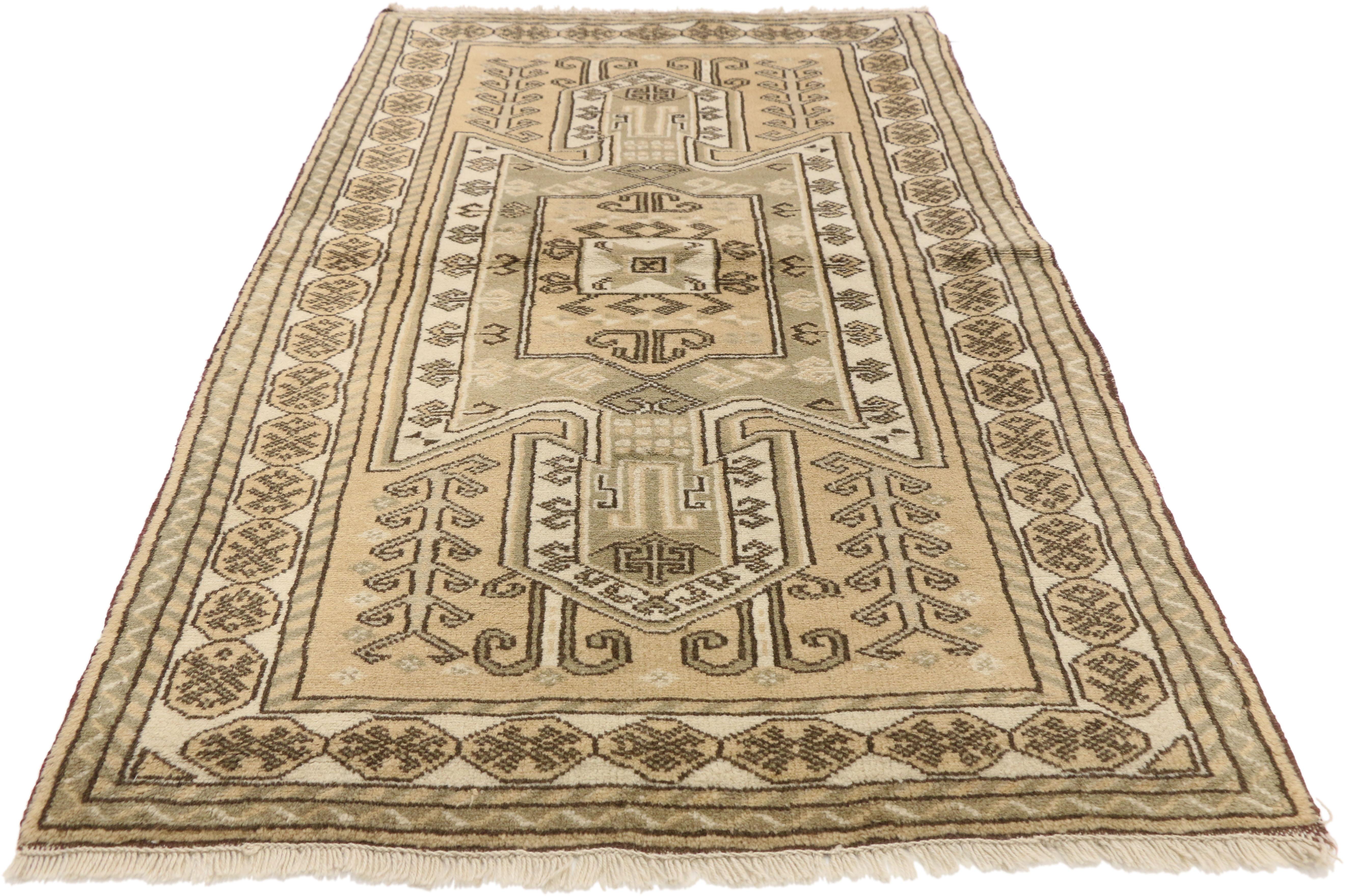 Hand-Knotted Vintage Sevan Kazak Persian Shirvan Rug with Tribal Style  For Sale