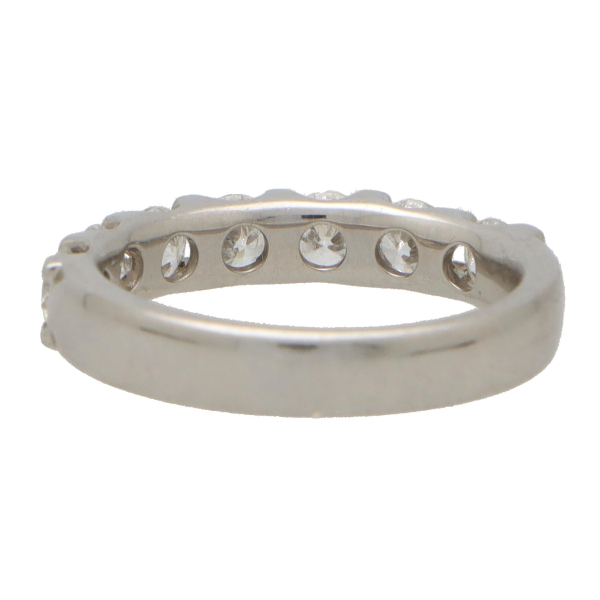 Women's or Men's Vintage Seven Stone Diamond Ring Set in Platinum For Sale