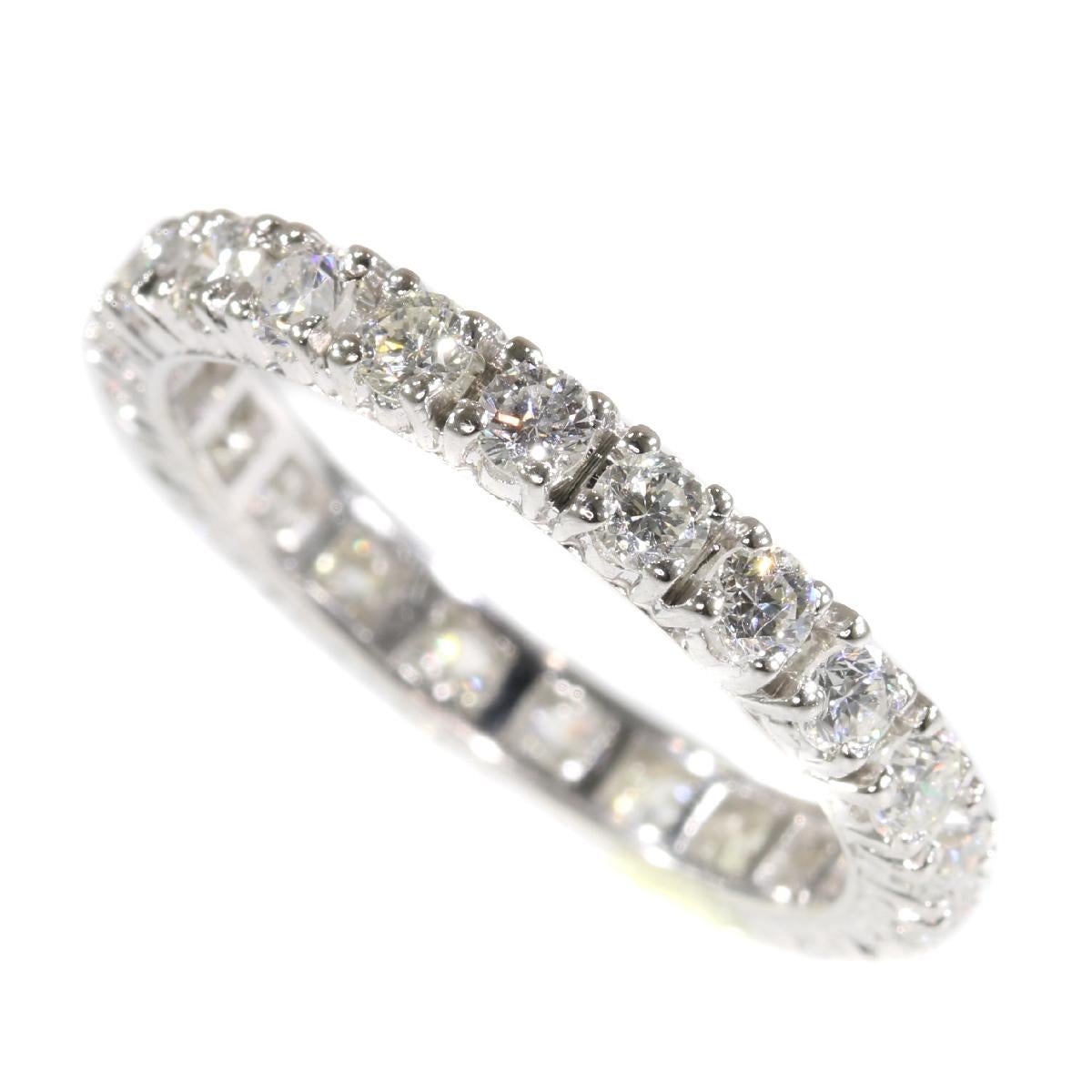 Retro Vintage 1970s White Gold Fully 1.98 Carat Diamond Set Wedding Band For Sale