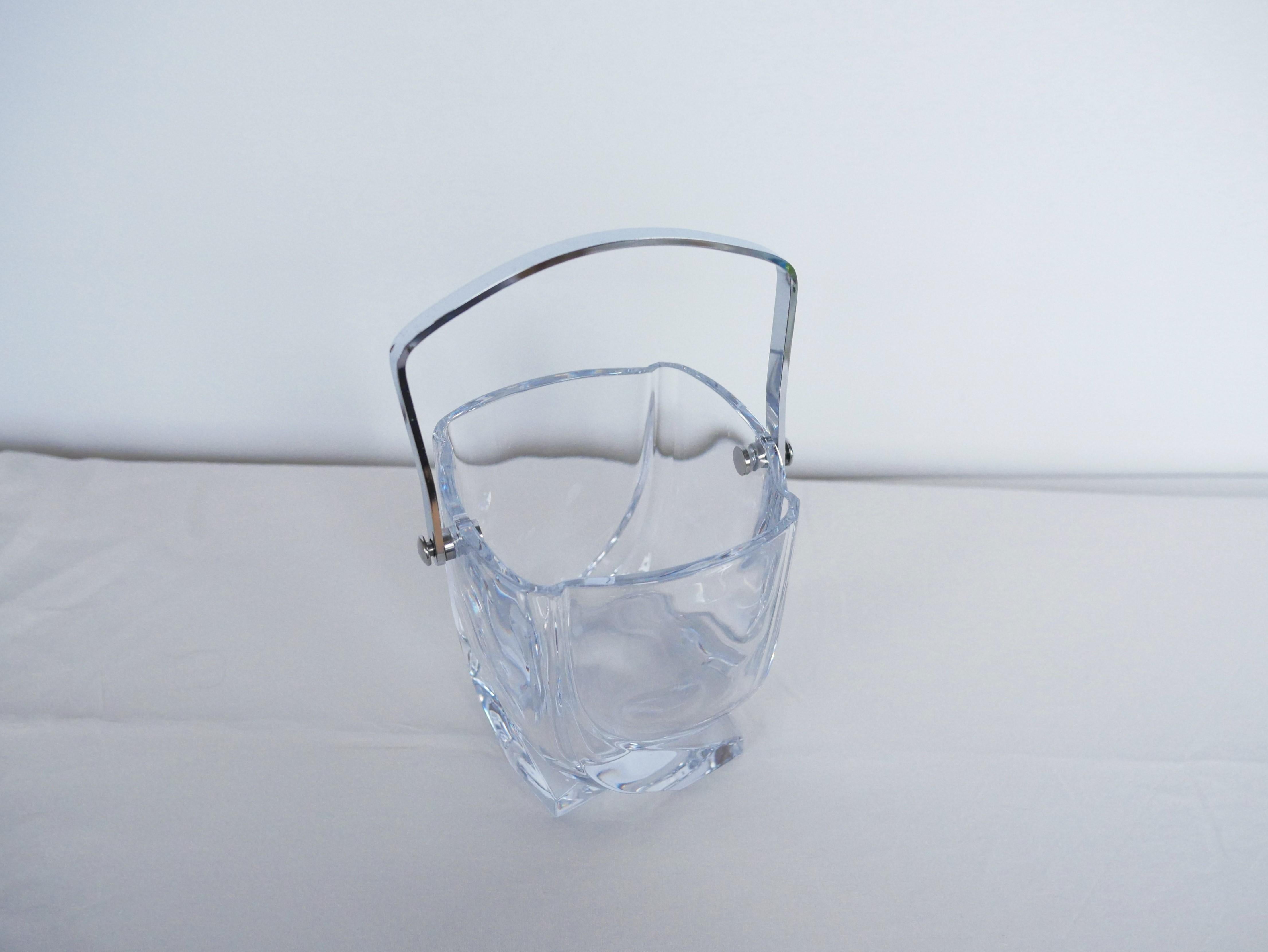 Cubitera vintage de cristal de Sèvres, Francia Metal en venta