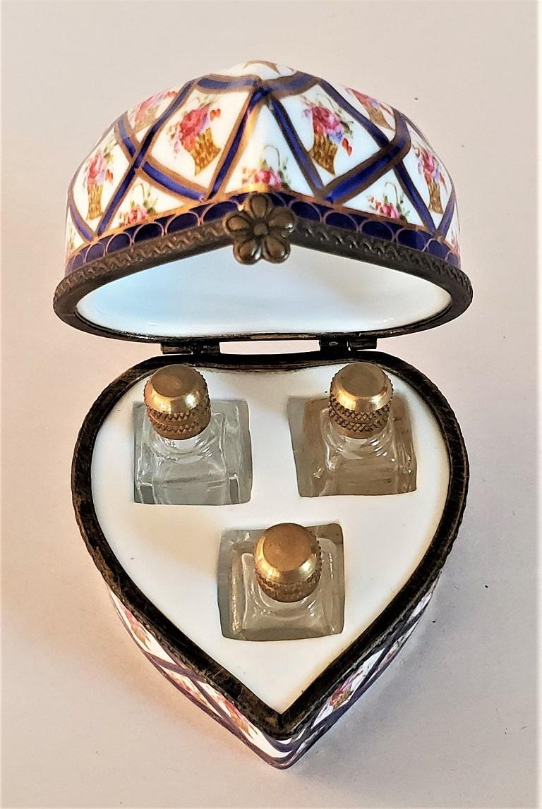 Vintage Sevres Style Heart Shaped Perfume Box 1