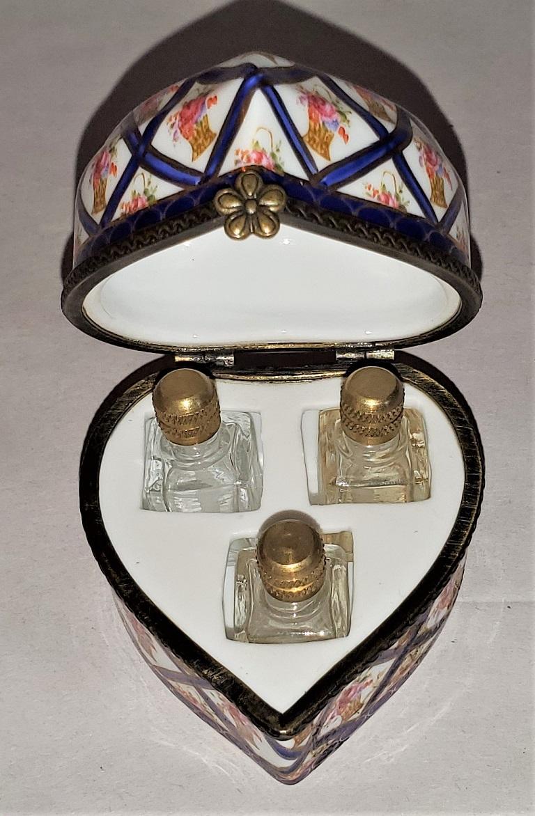 Vintage Sevres Style Heart Shaped Perfume Box 2