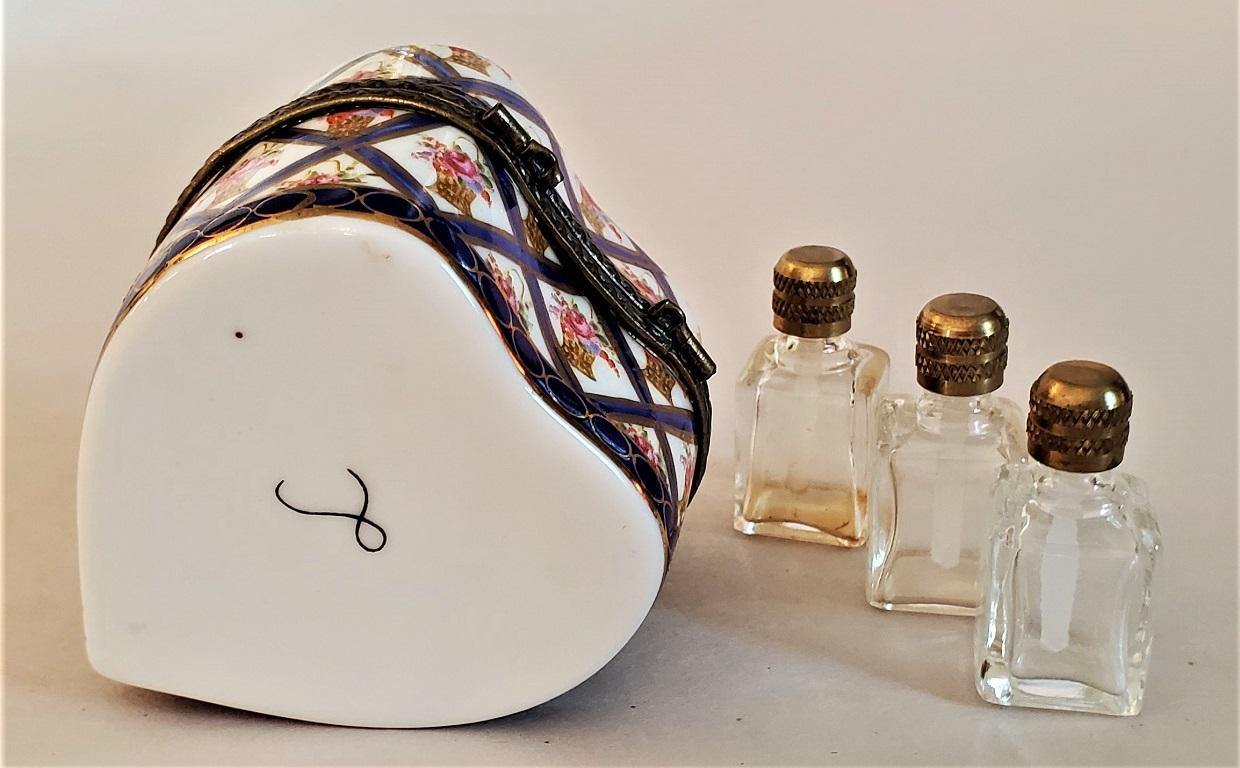 Vintage Sevres Style Heart Shaped Perfume Box 6