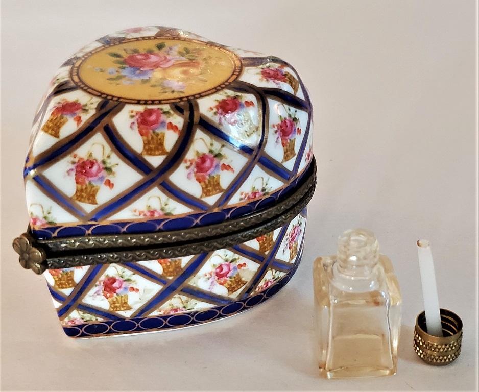 Vintage Sevres Style Heart Shaped Perfume Box 7