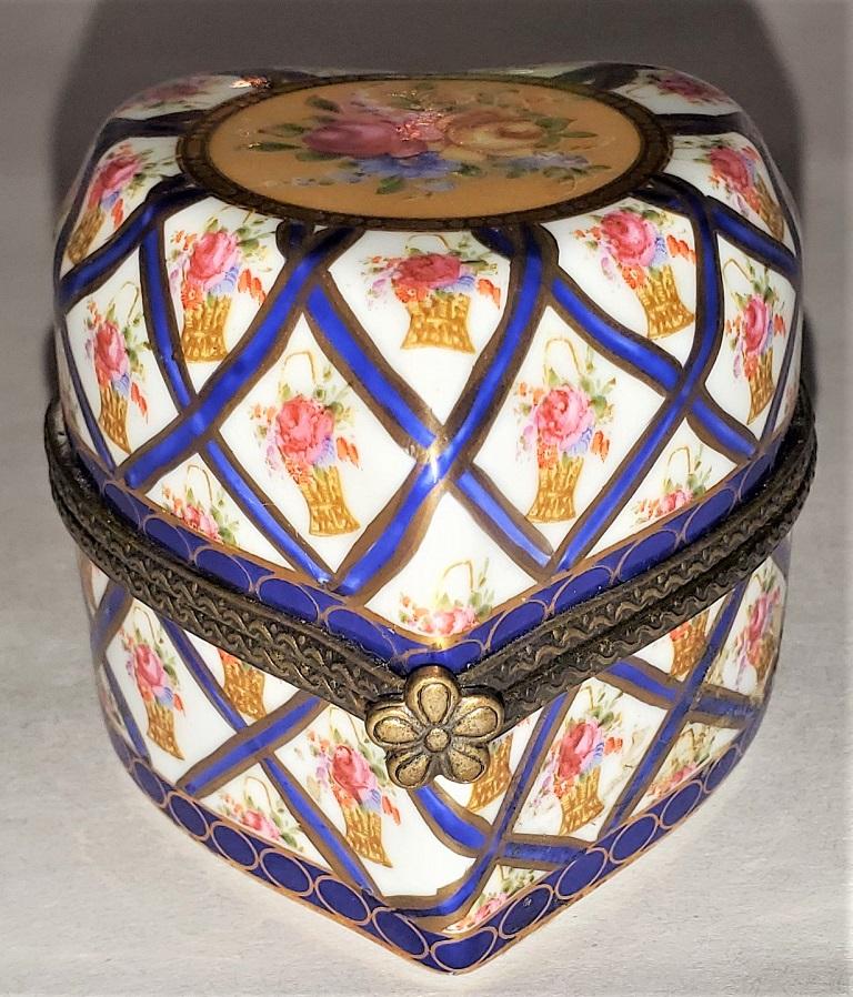 Louis XVI Vintage Sevres Style Heart Shaped Perfume Box