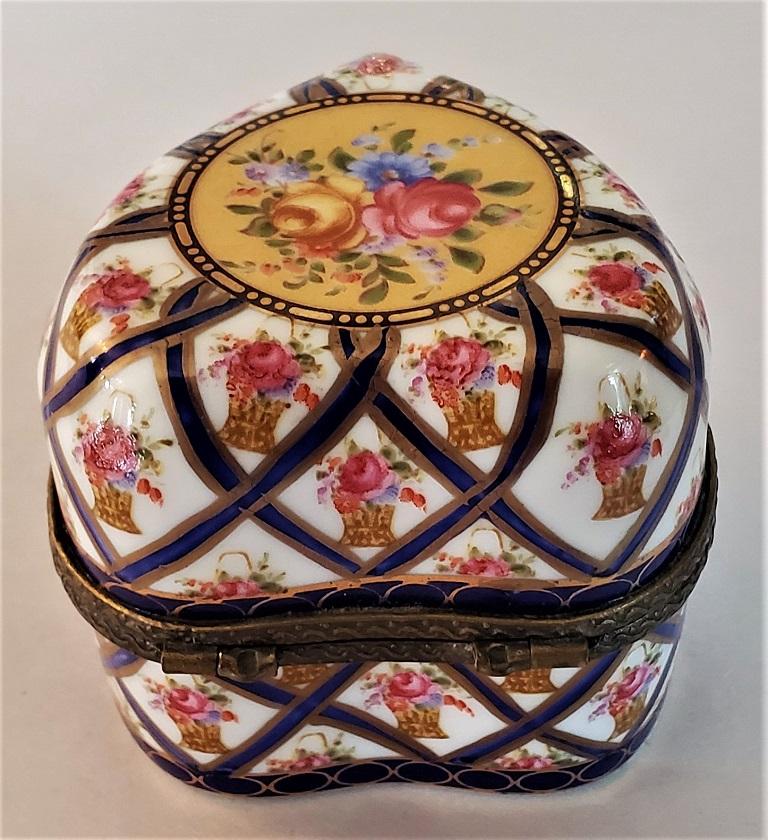 20th Century Vintage Sevres Style Heart Shaped Perfume Box