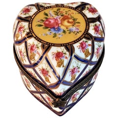 Antique Sevres Style Heart Shaped Perfume Box