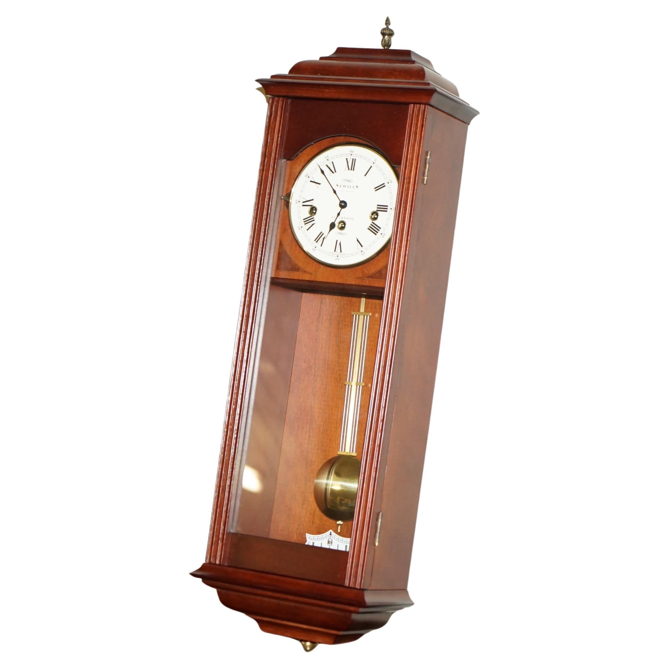 VINTAGE SEWILLS EST 1800 LIVERPOOL LONGCASE WALL CLOCK WiTH WESTMINSTER CHIME