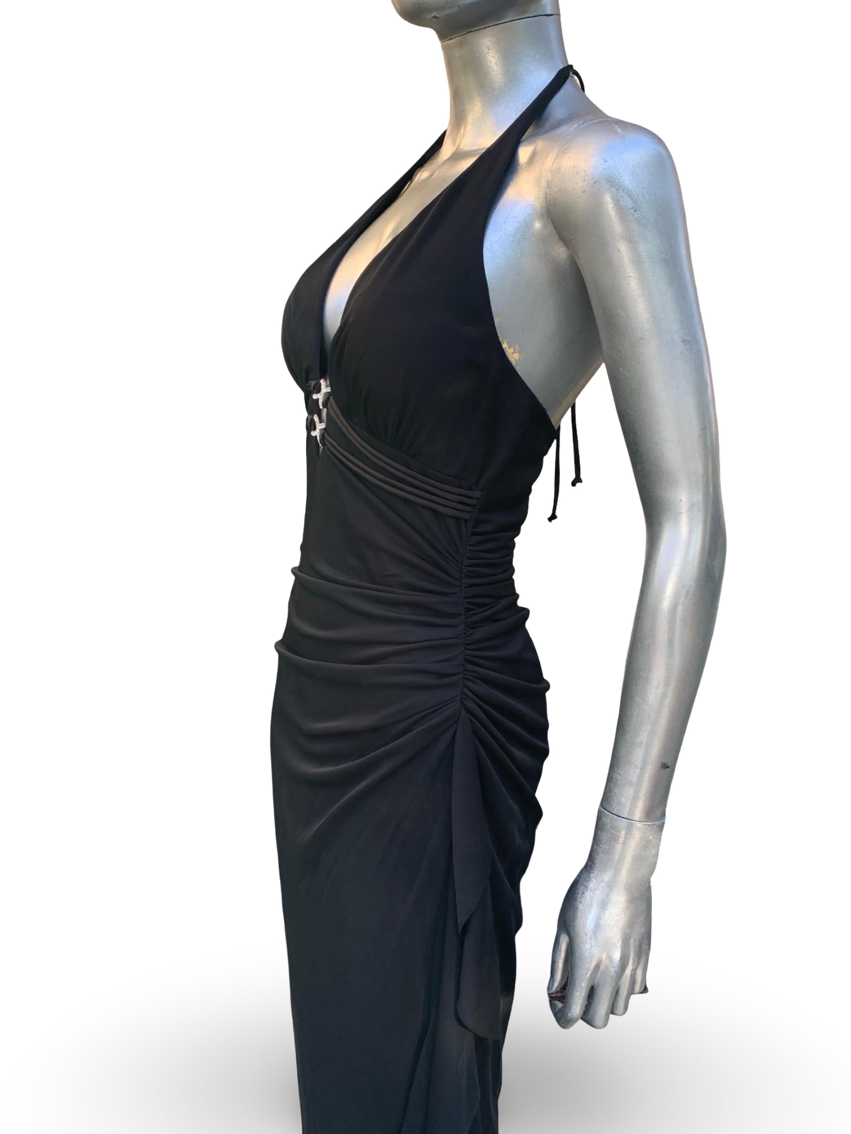 Vintage Sexy und schick Schwarz Jersey Drapiert Halter Langes Kleid im Zustand „Gut“ im Angebot in Palm Desert, CA