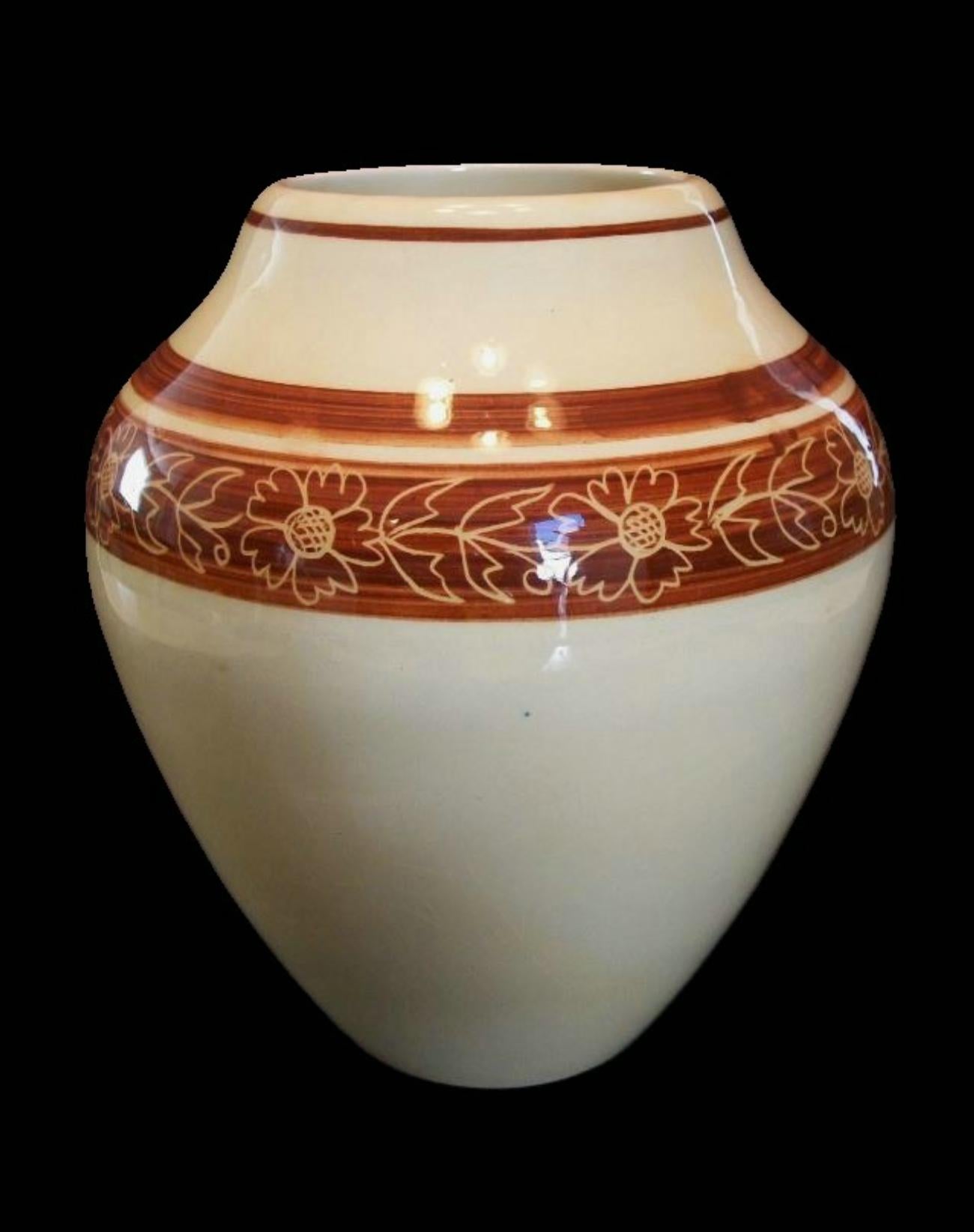 Smaltato Vaso d'epoca in ceramica decorata e smaltata a graffito - Firmato - Fine XX secolo in vendita