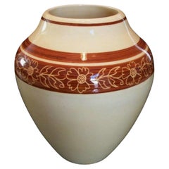 Vintage Sgraffito Decorated & Glazed Ceramic Vase - Signed - Late 20th Century